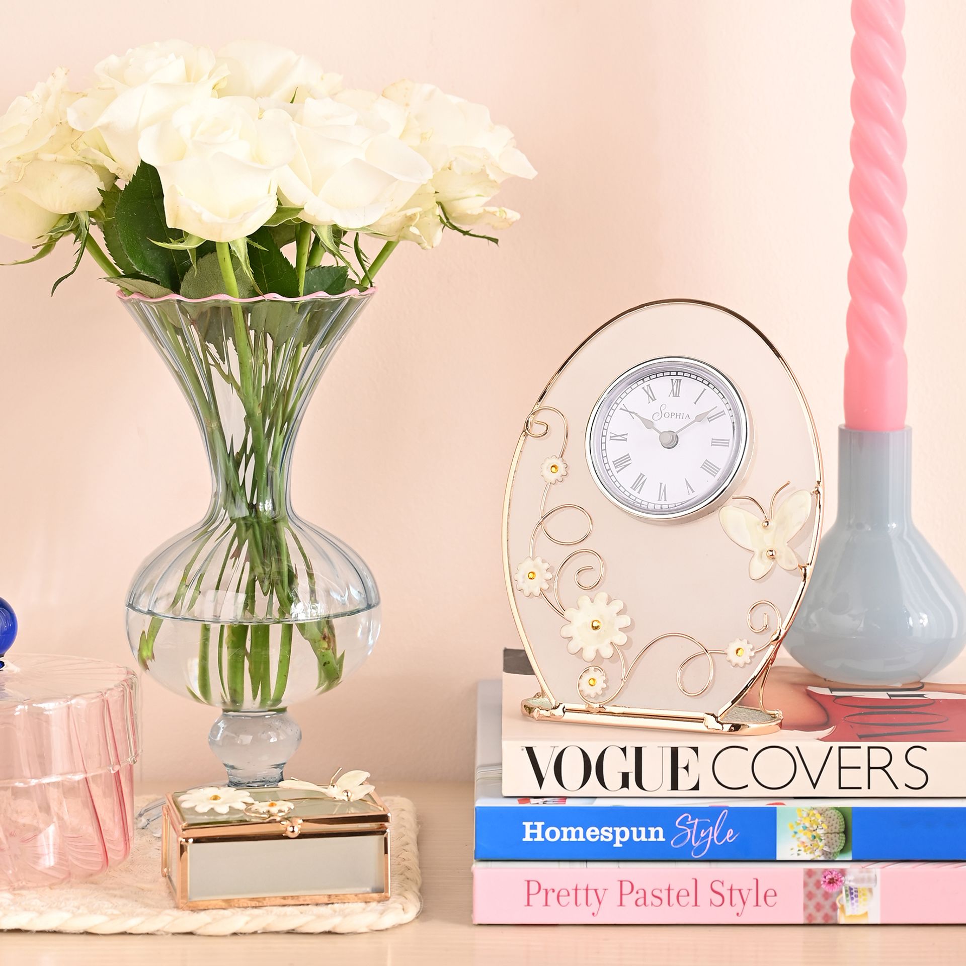 Sophia Classic Champagne Meadow Mantel Clock