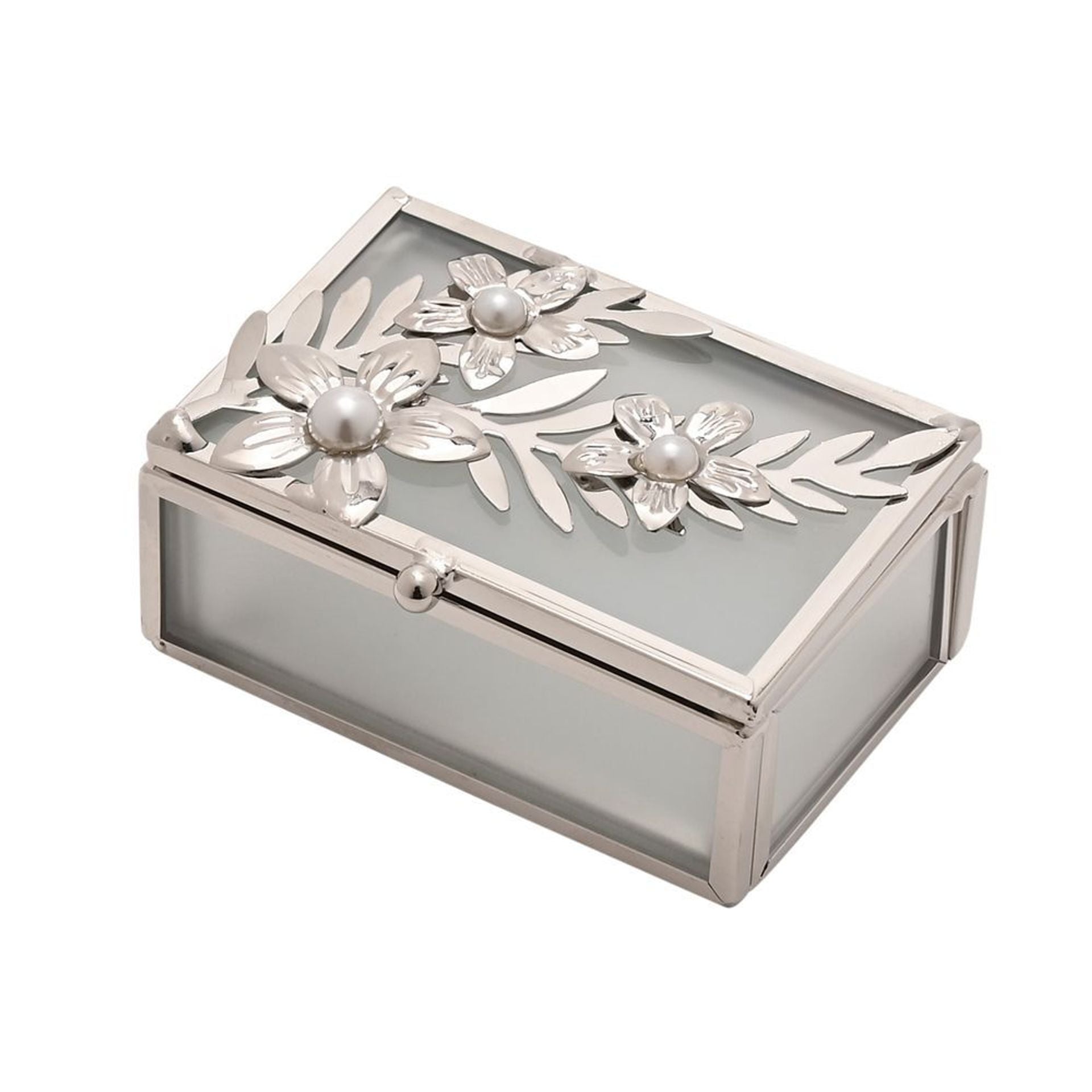 Sophia Classic Silver Daisy Rectangular Trinket Box