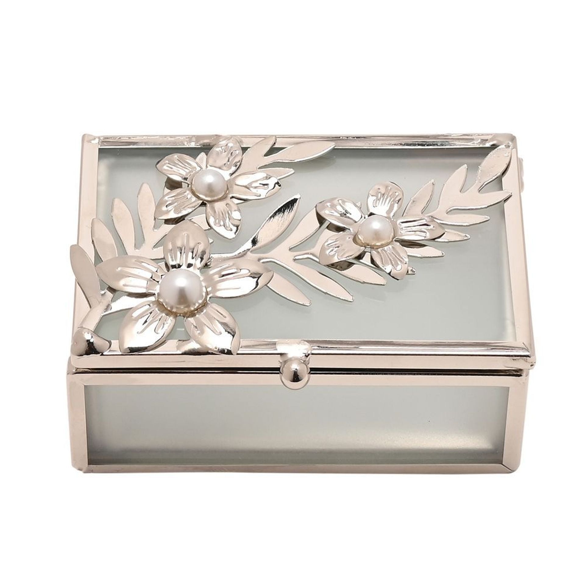 Sophia Classic Silver Daisy Rectangular Trinket Box