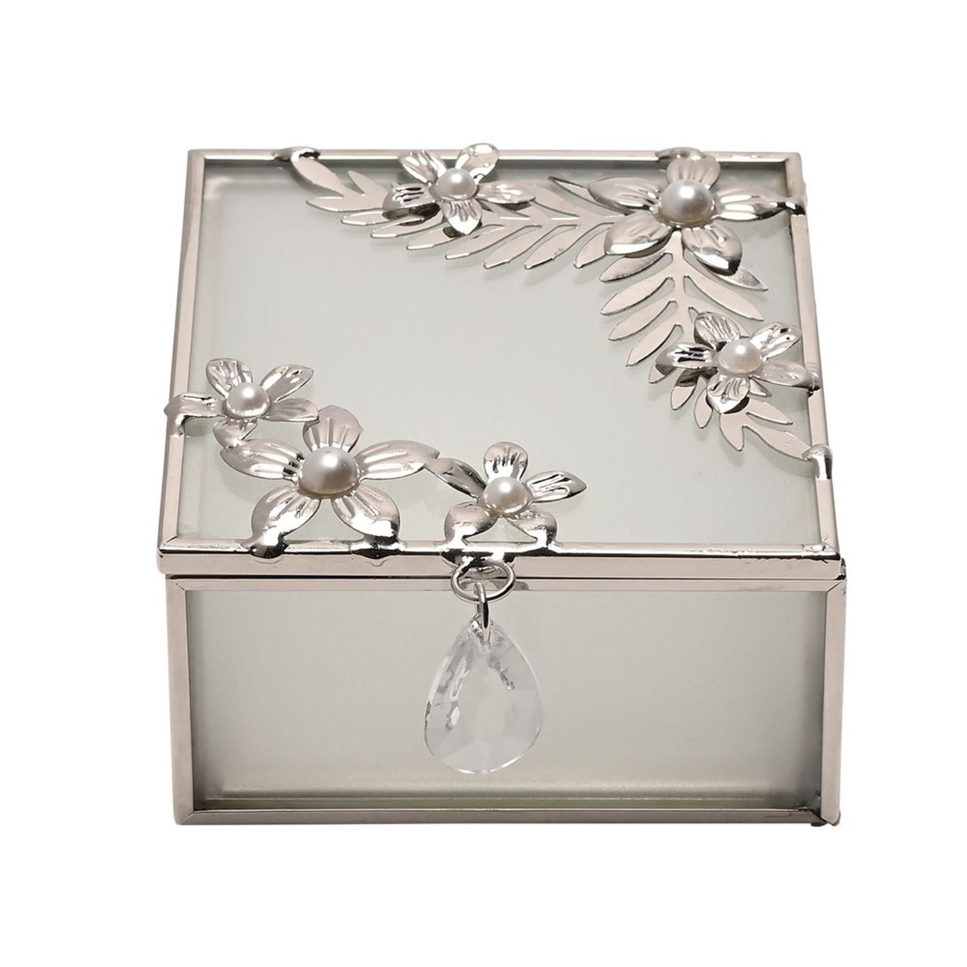 Sophia Classic Silver Daisy Square Trinket Box
