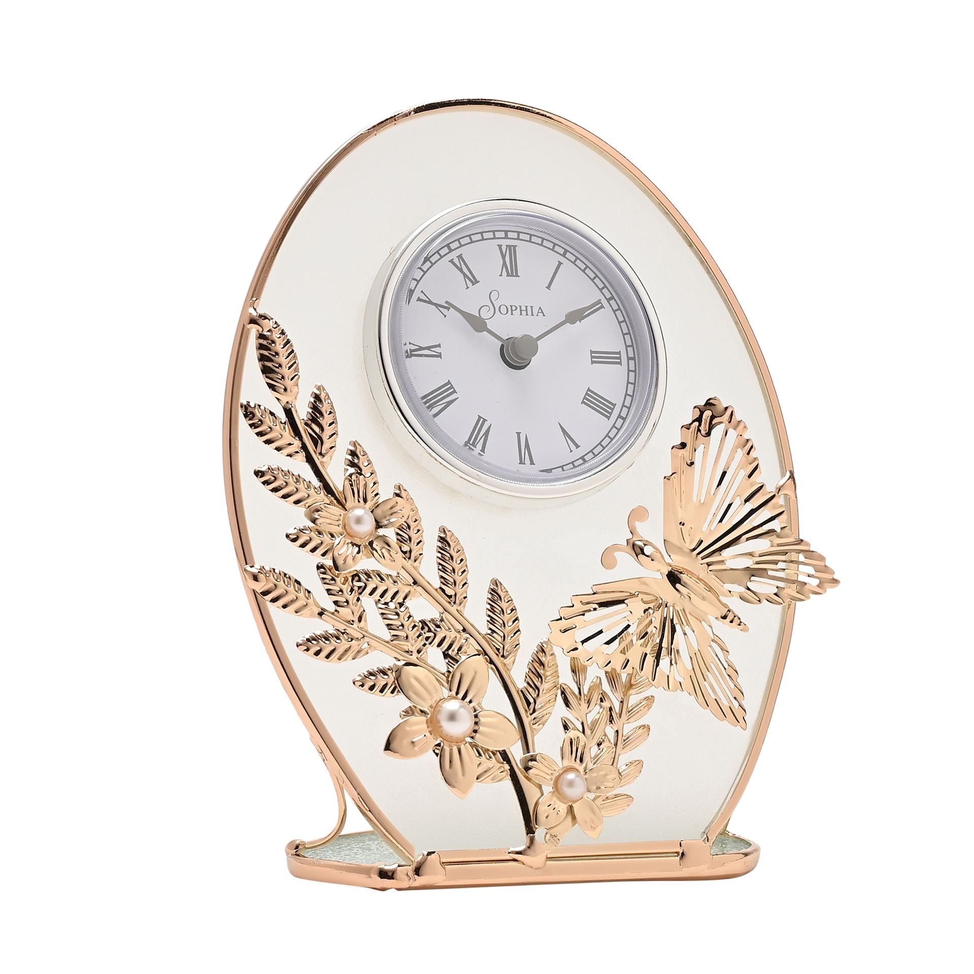 Sophia Classic Gold Butterfly Mantel Clock
