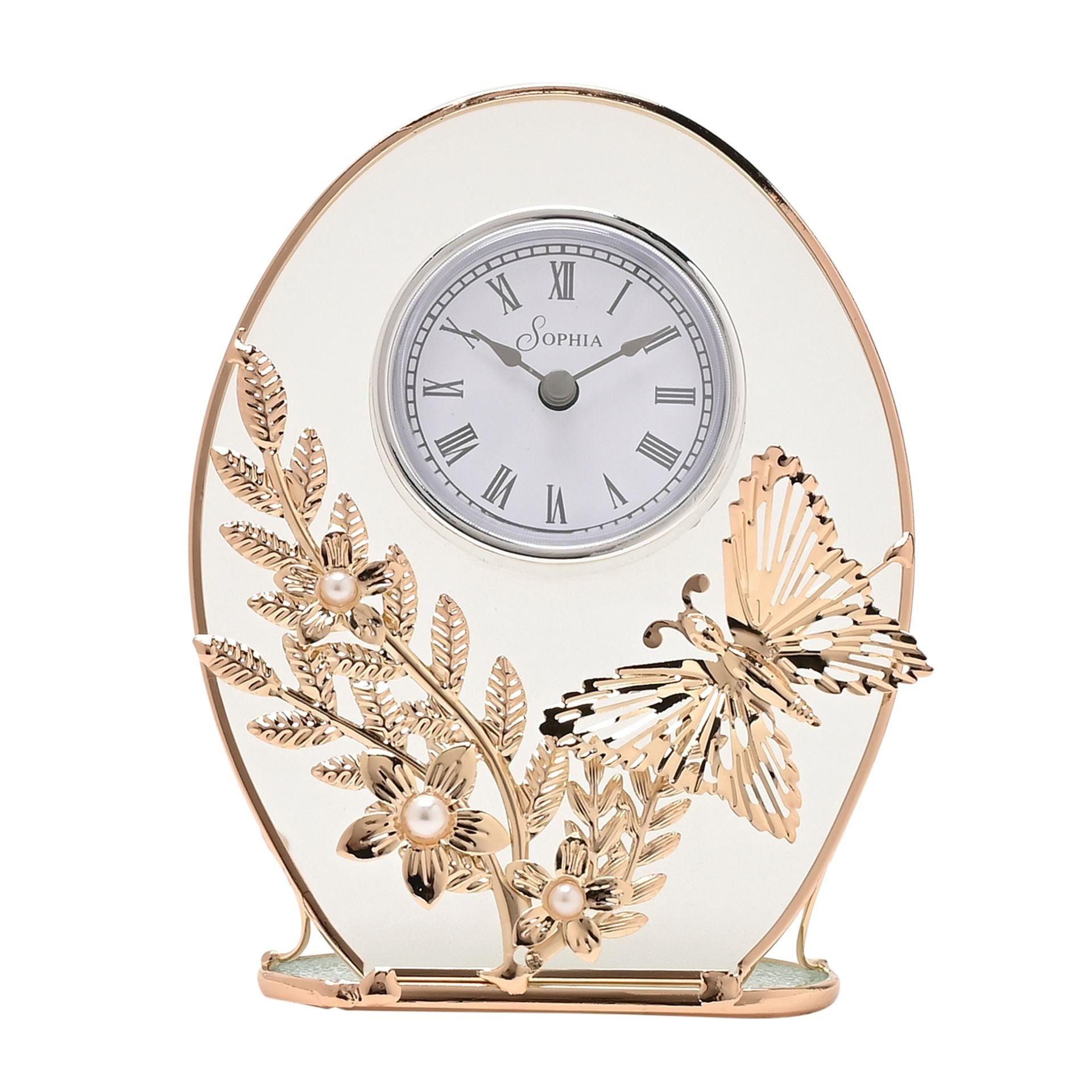 Sophia Classic Gold Butterfly Mantel Clock