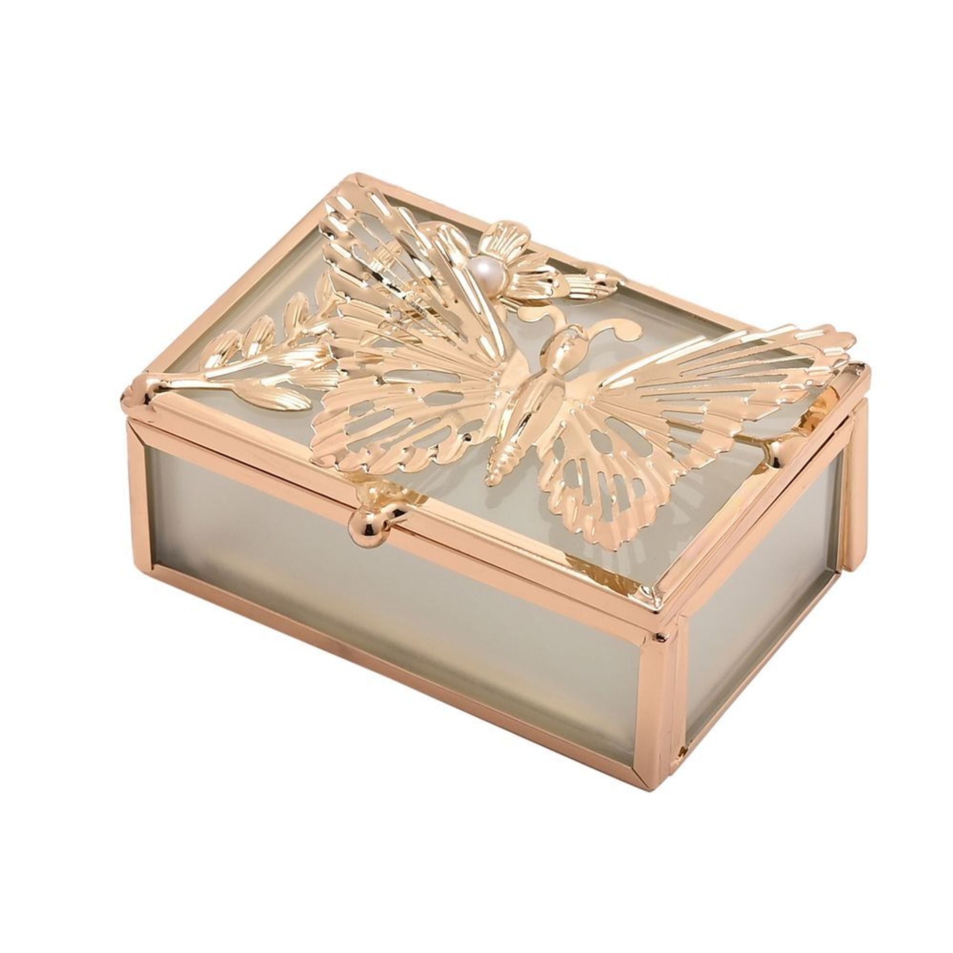 Sophia Classic Gold Butterfly Rectangular Trinket Box