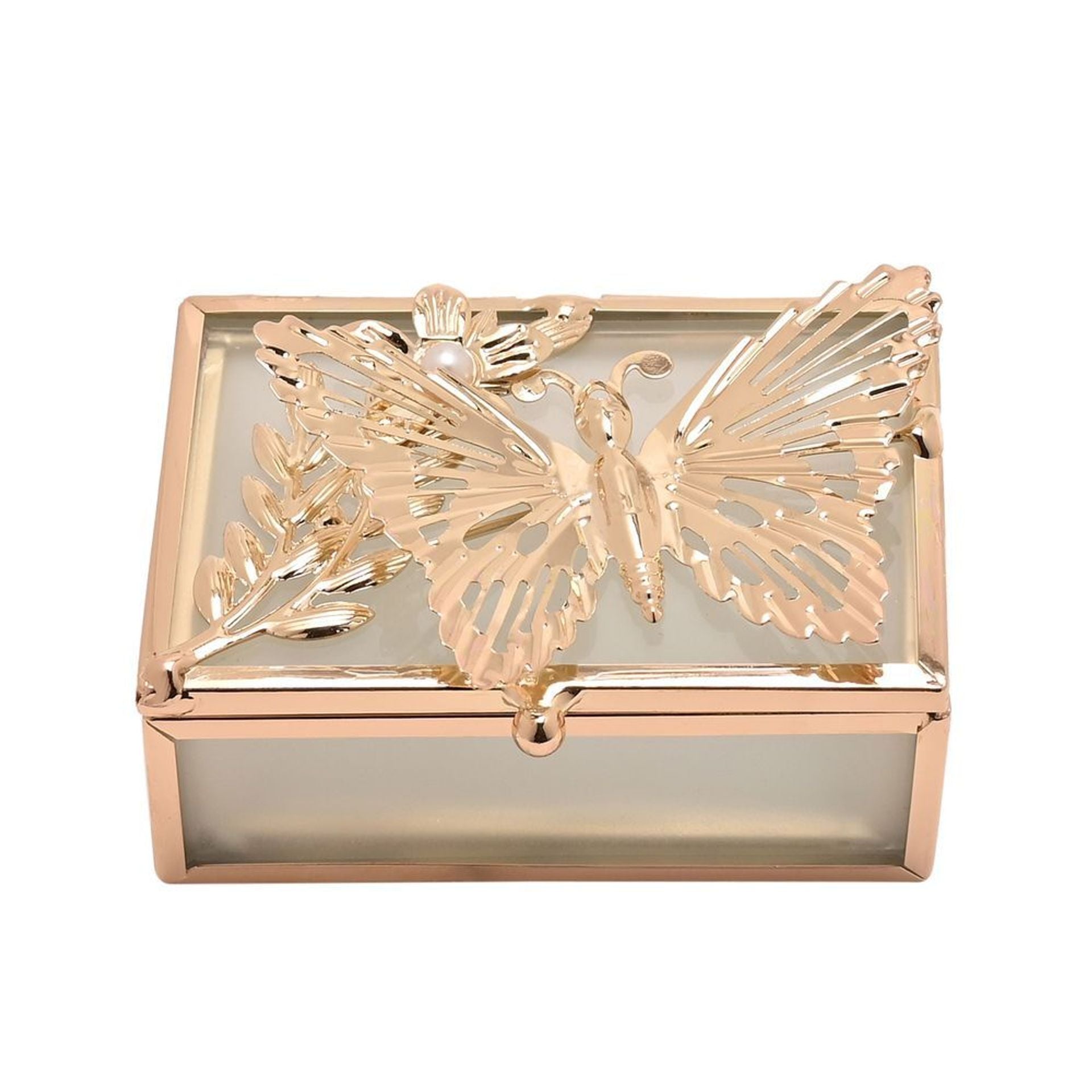 Sophia Classic Gold Butterfly Rectangular Trinket Box