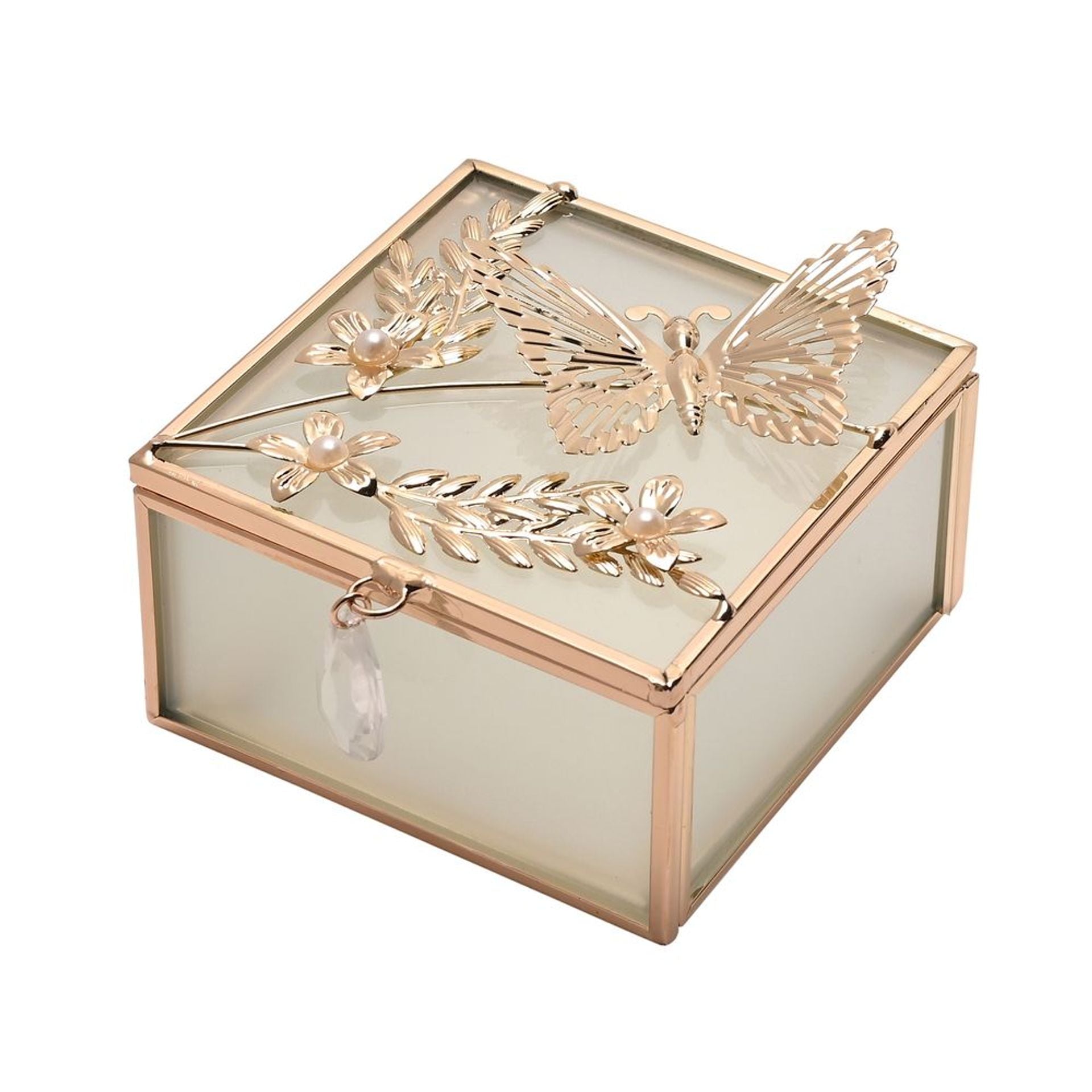 Sophia Classic Gold Butterfly Square Trinket Box