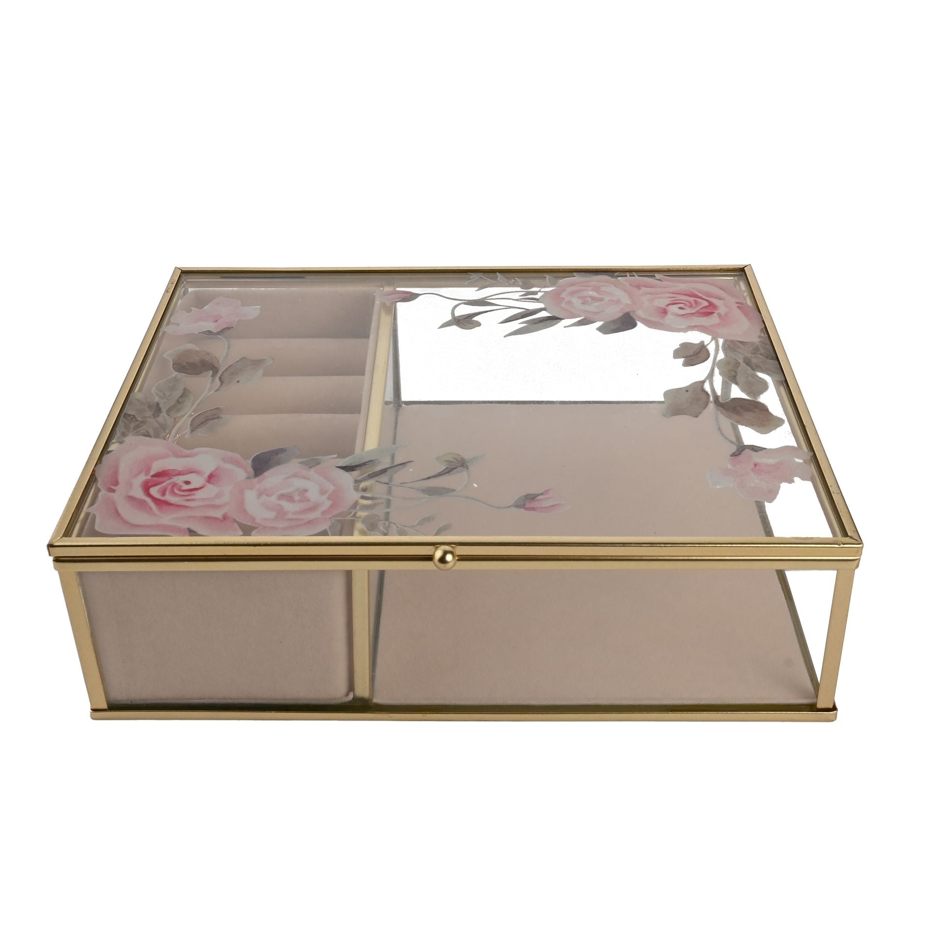 Sophia Classic Floral Glass Jewellery Box - Large