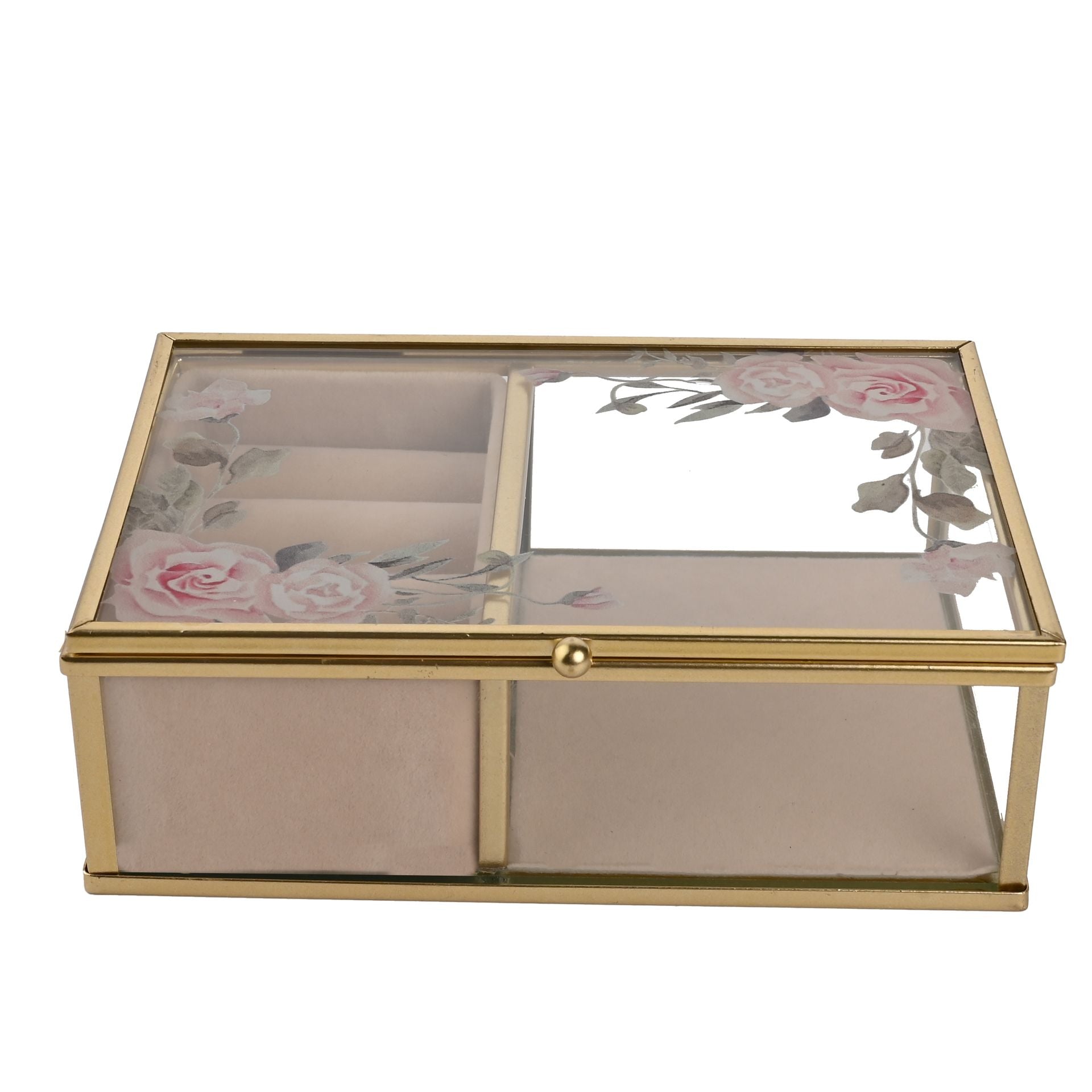 Sophia Classic Floral Glass Jewellery Box - Small