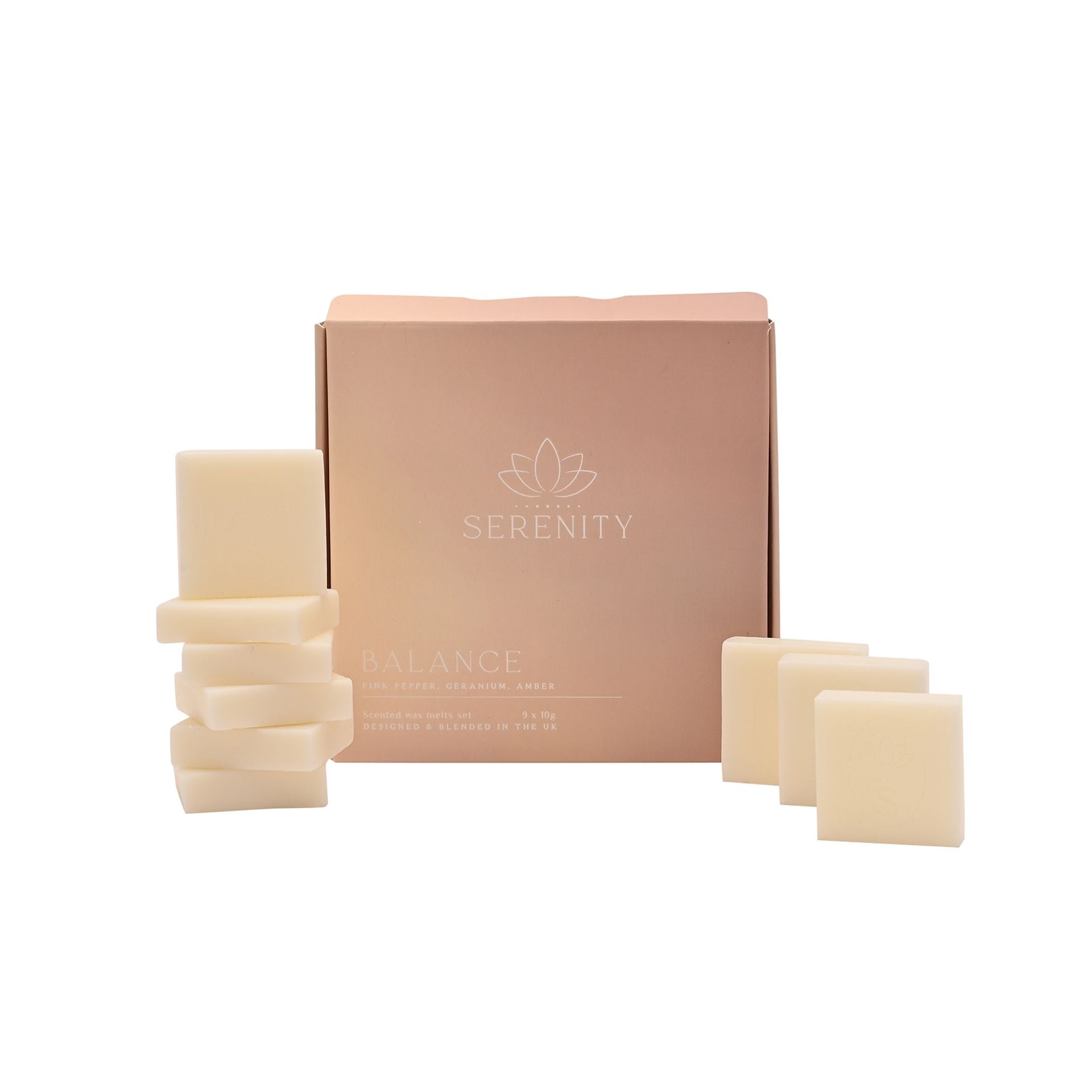 Serenity Balance Set of 9 Wax Melts Pink Pepper, Geranium & Amber