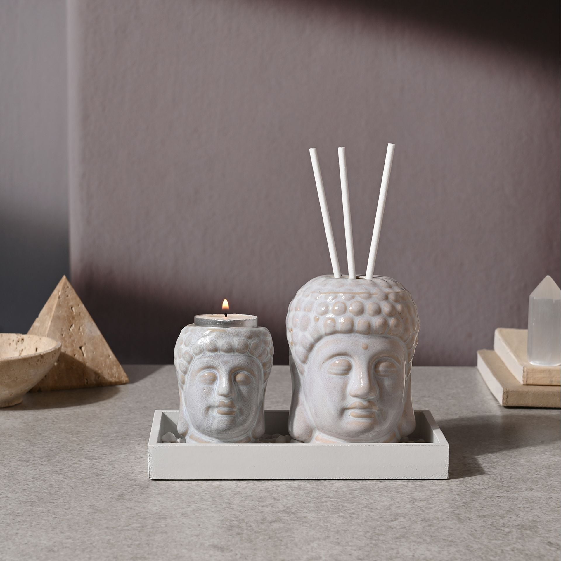 Serenity Buddha Home Fragrance Set - White