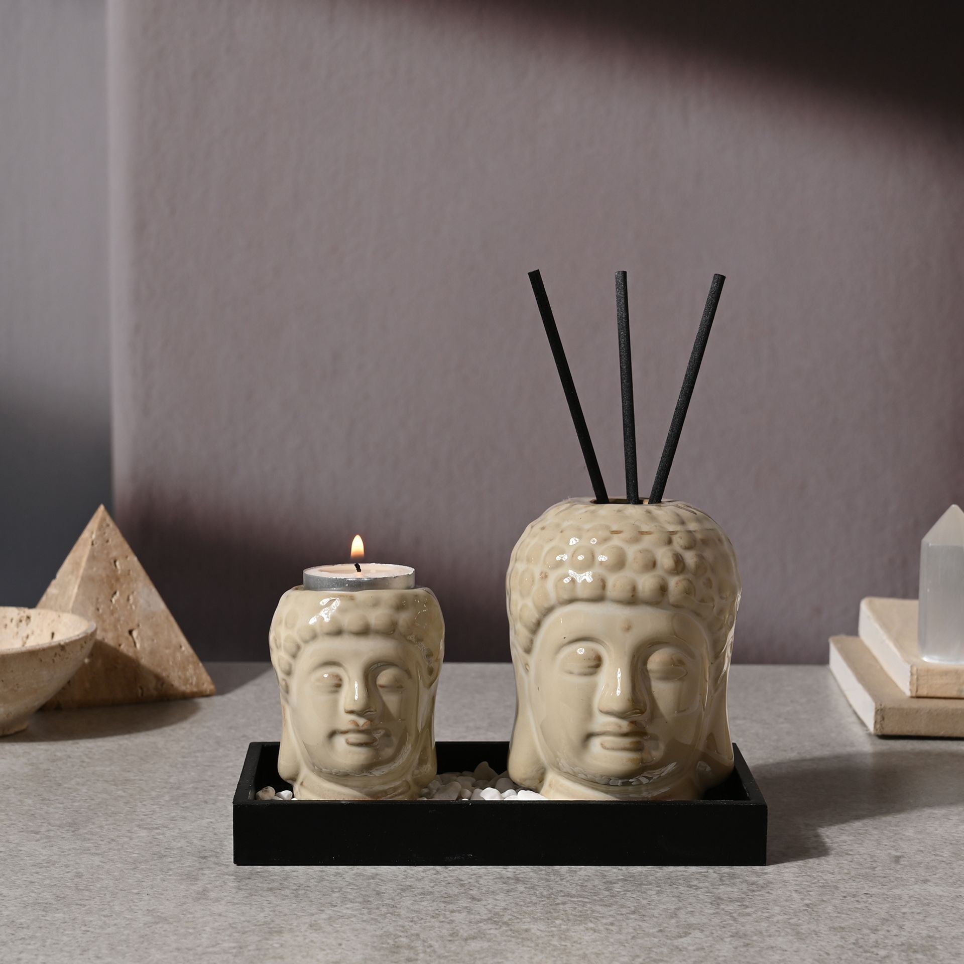 Serenity Buddha Home Fragrance Set - Cream
