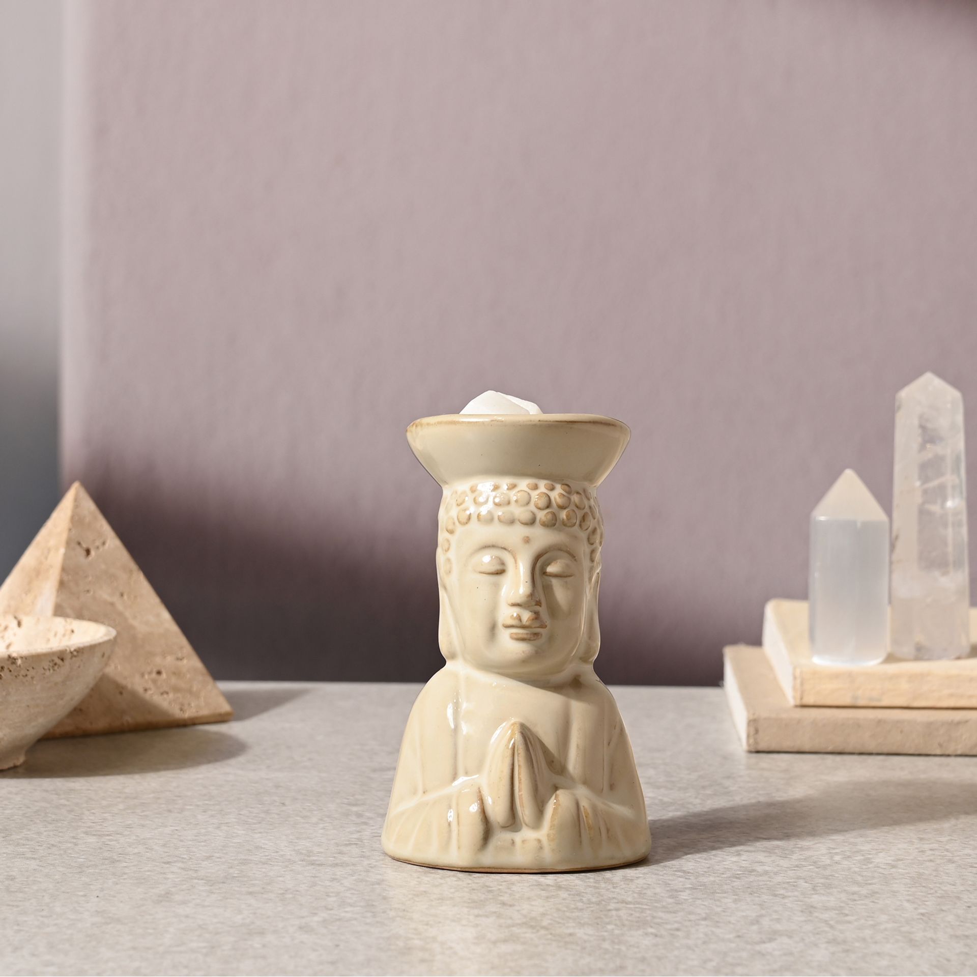 Serenity Buddha Oil Burner - Cream