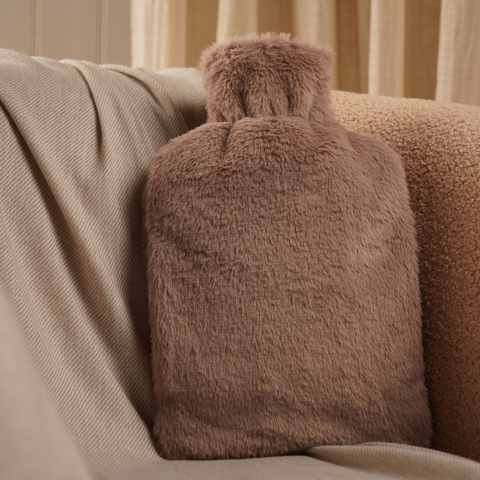 Sophia Layers Soft Faux Fur 1.7L Muff Hot Water Bottle - Taupe