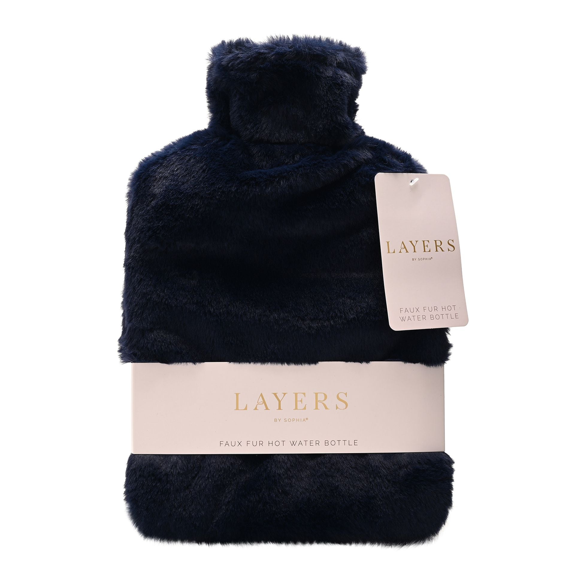 Sophia Layers Soft Faux Fur 1.7L Muff Hot Water Bottle - Navy Blue