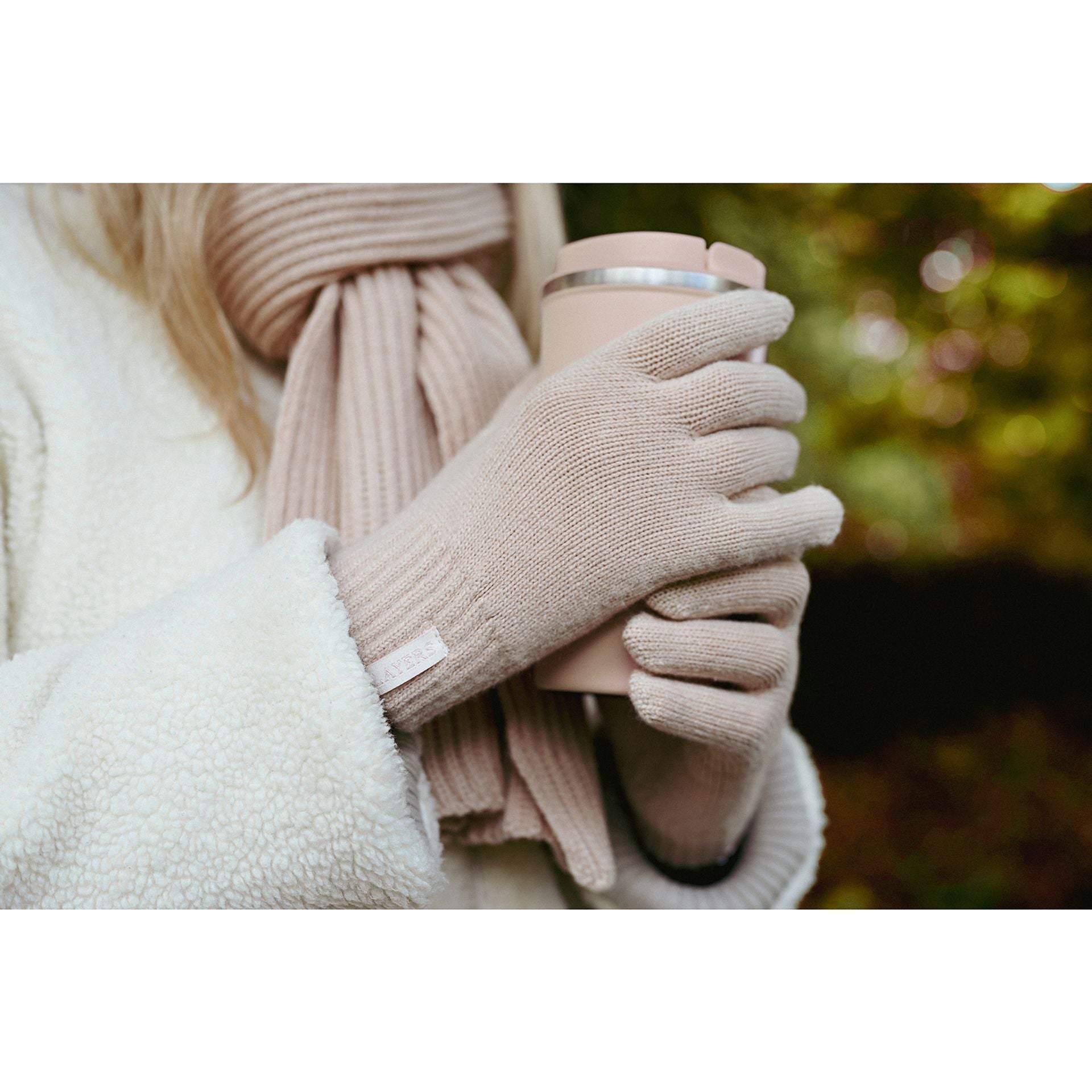 Sophia Layers Cosy Knit Hat Glove & Scarf Gift Set - Nude