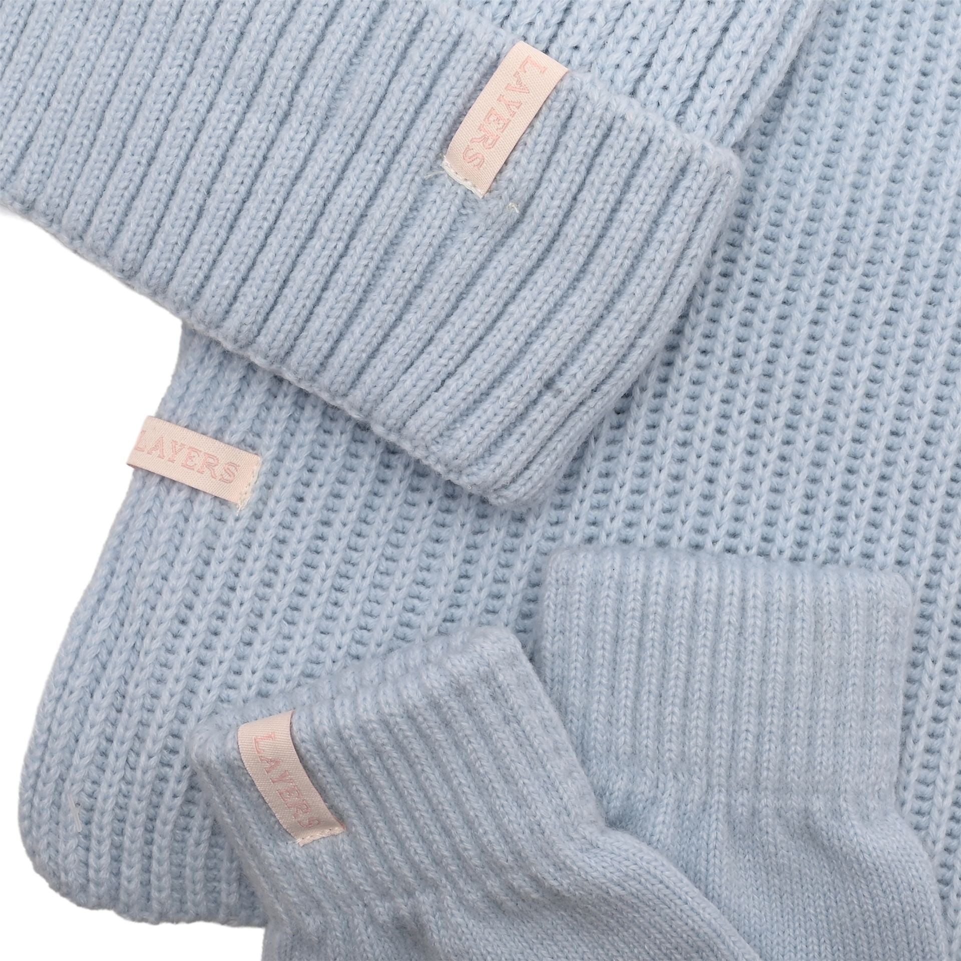 Sophia Layers Cosy Knit Hat Glove & Scarf Gift Set - Powder Blue