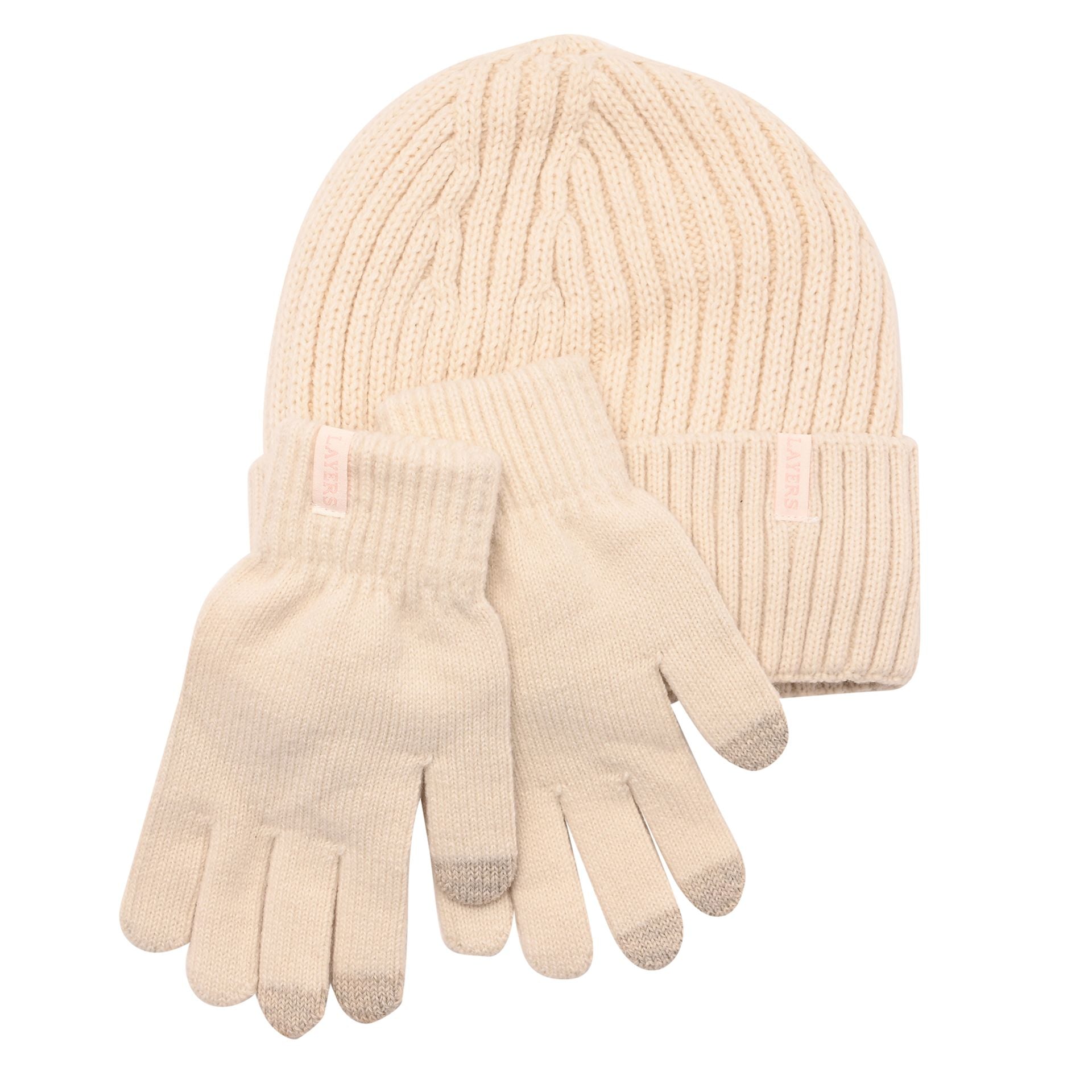 Sophia Layers Cosy Knit Hat & Glove Gift Set - Ivory