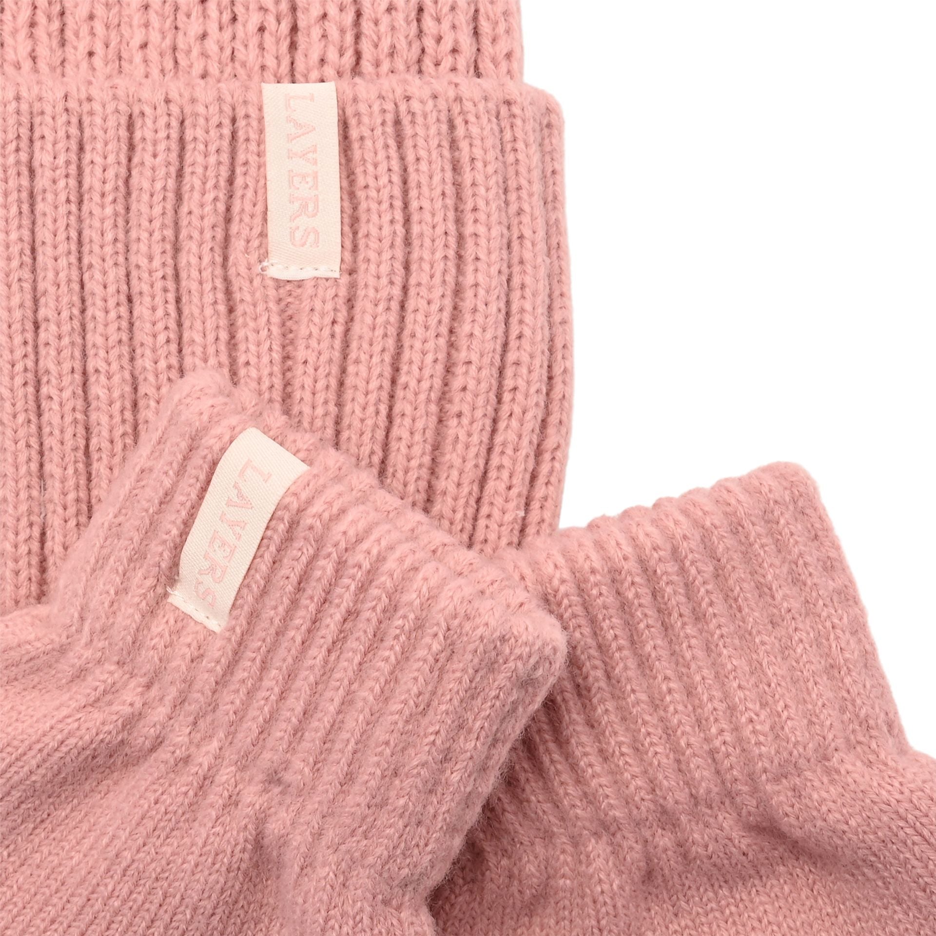Sophia Layers Cosy Knit Hat & Glove Gift Set - Blush Pink