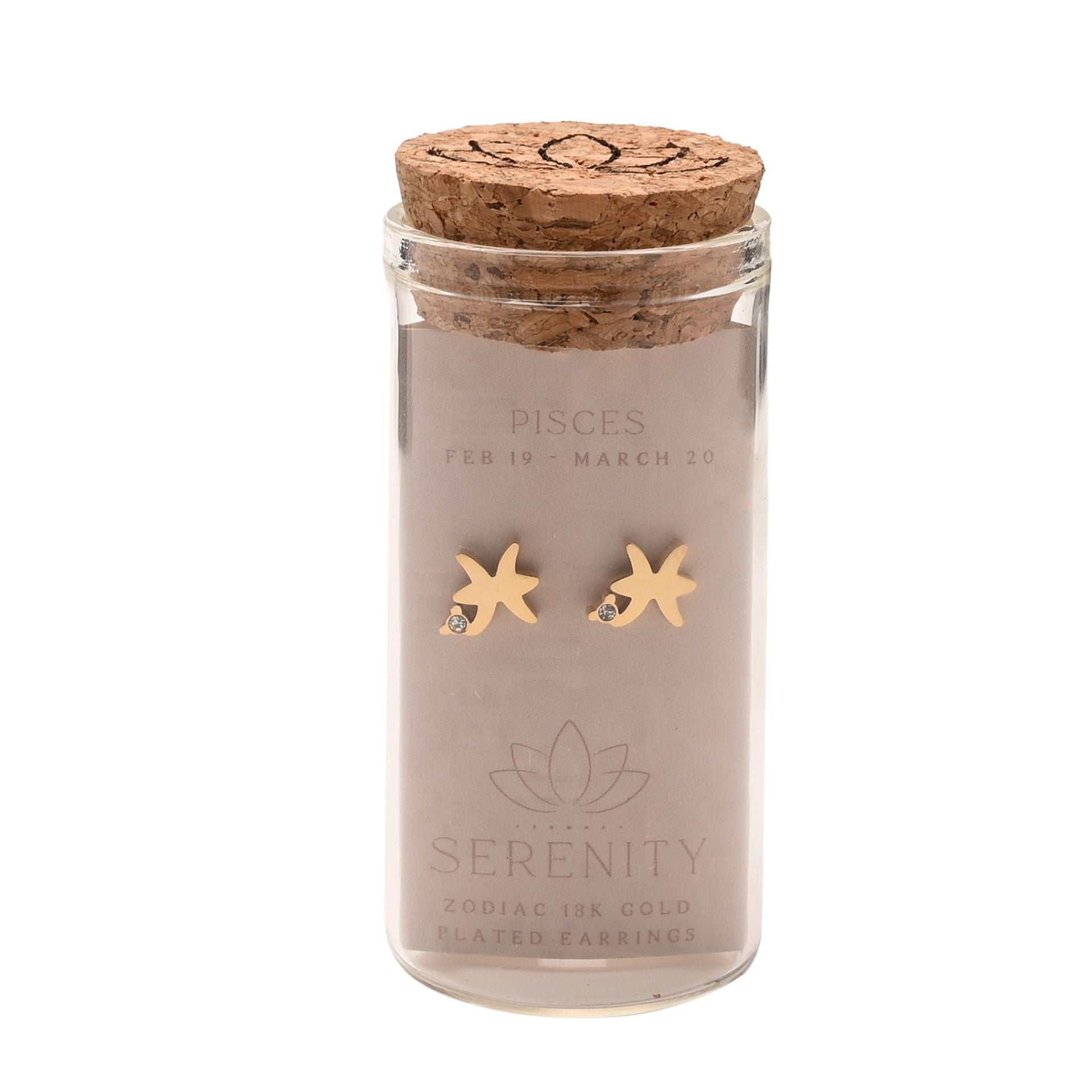 Serenity Zodiac 18k Gold Plated Earrings - Pisces