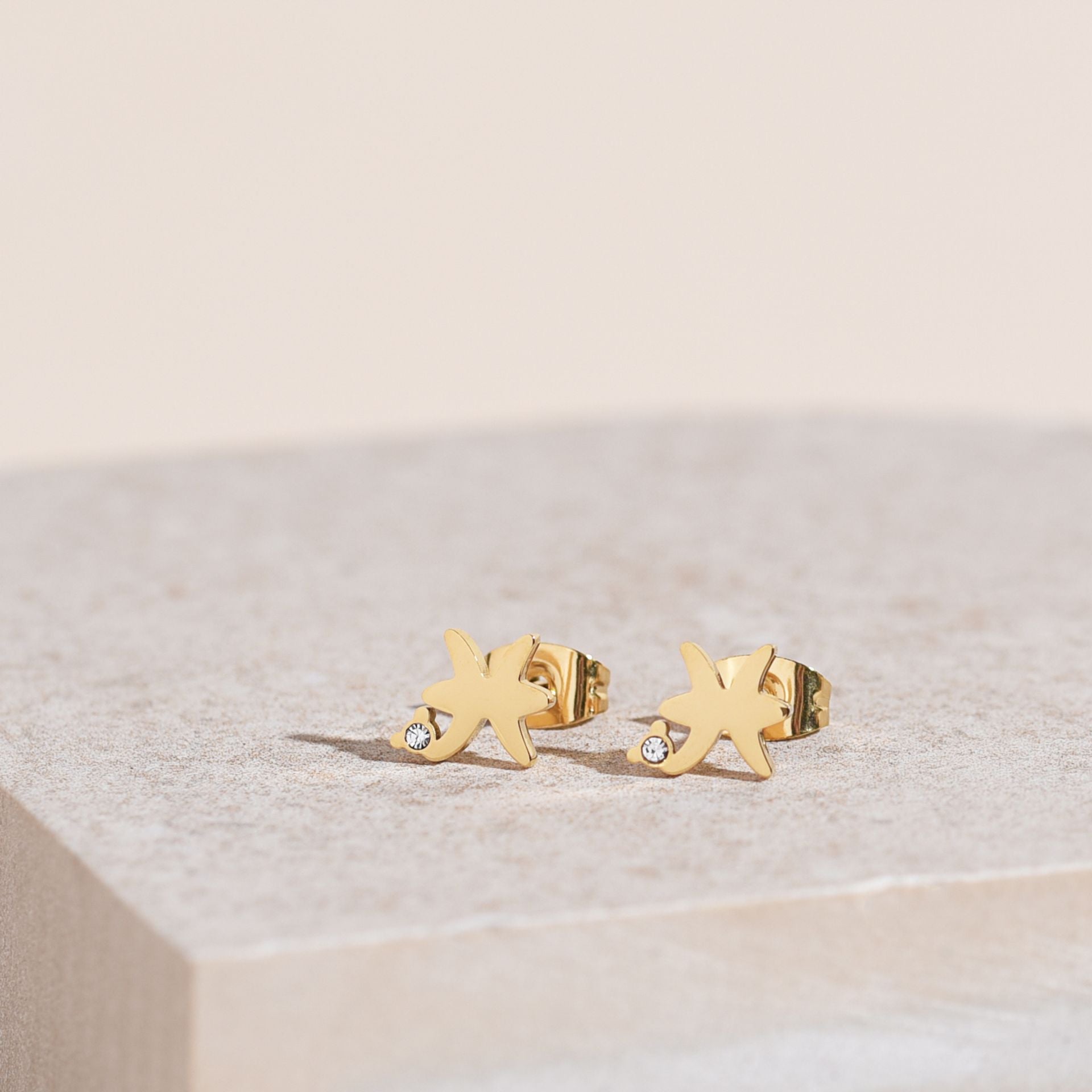 Serenity Zodiac 18k Gold Plated Earrings - Pisces