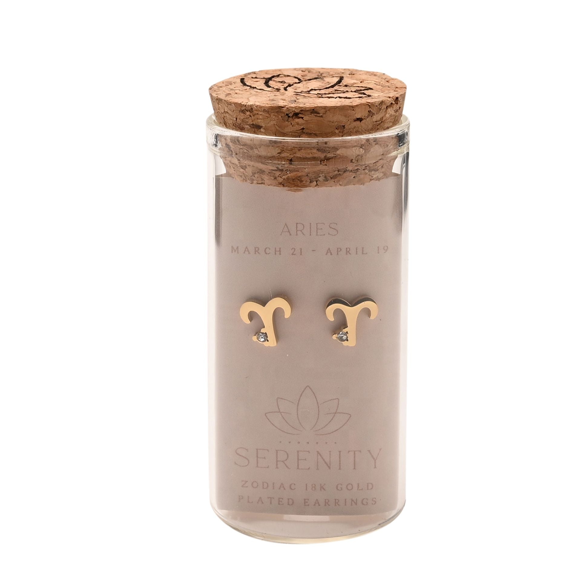 Serenity Zodiac 18k Gold Plated Earrings - Aries