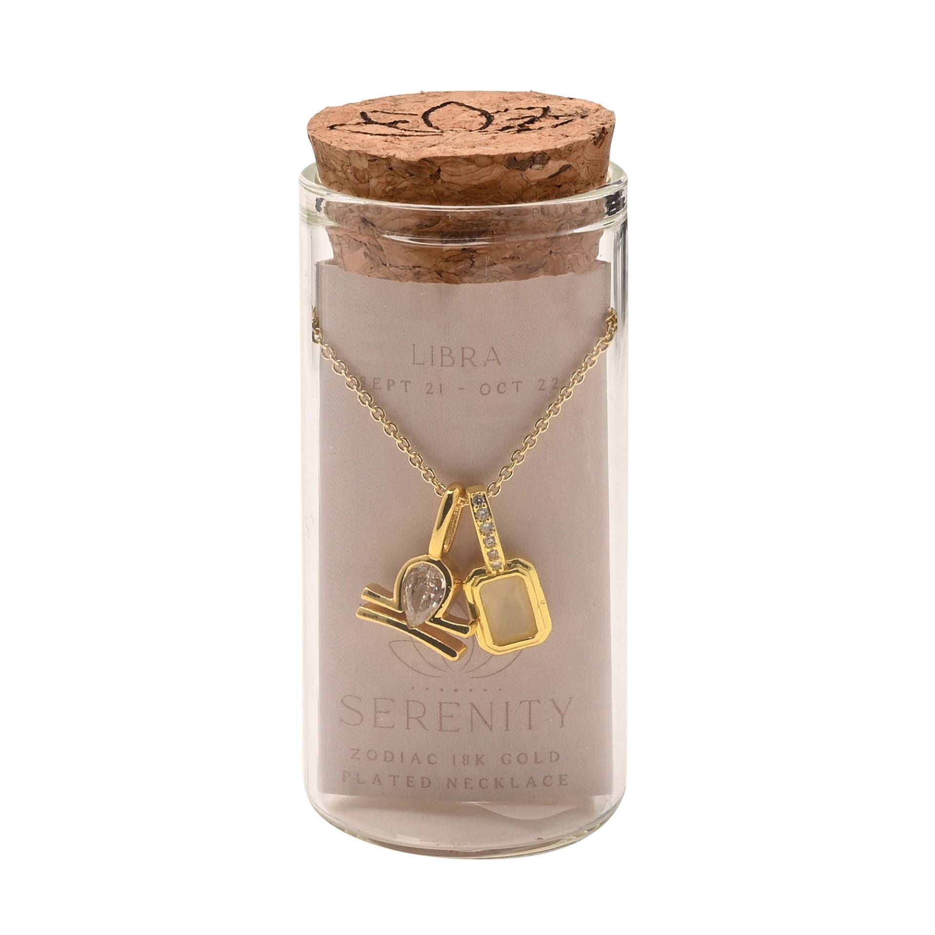 Serenity Zodiac 18k Gold Plated Necklace - Libra