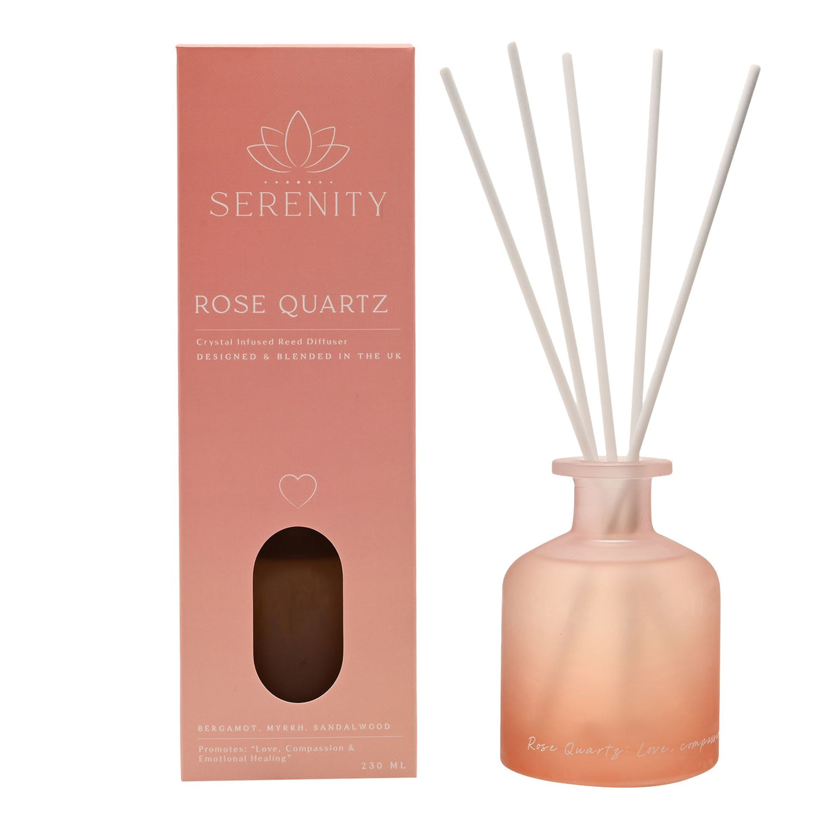 Serenity Rose Quartz Crystal Infused 230ml Oil Diffuser