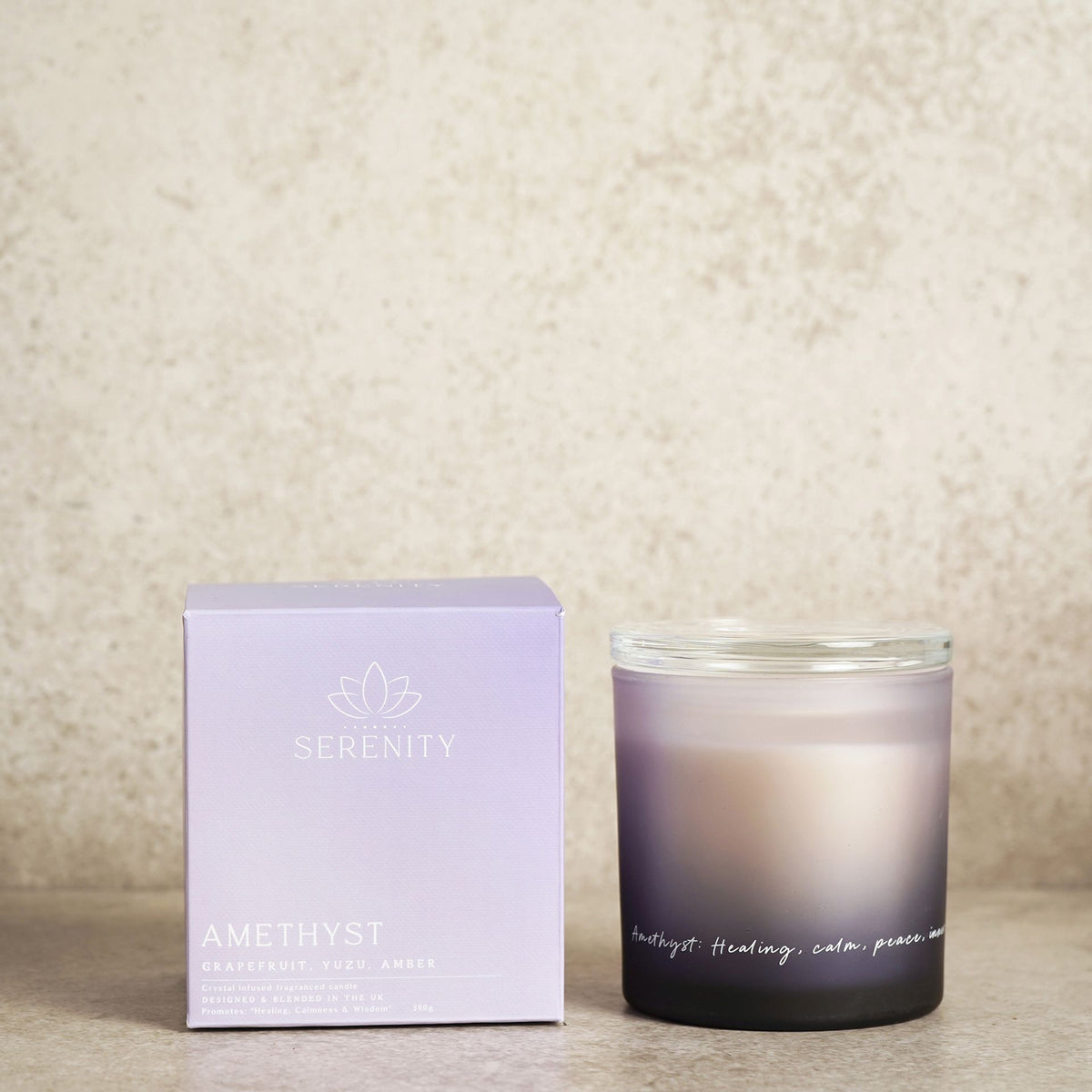 Serenity Amethyst Crystal Infused 380g Candle