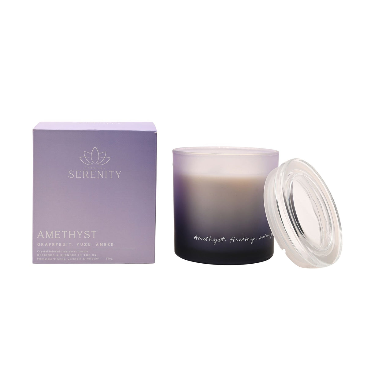 Serenity Amethyst Crystal Infused 380g Candle