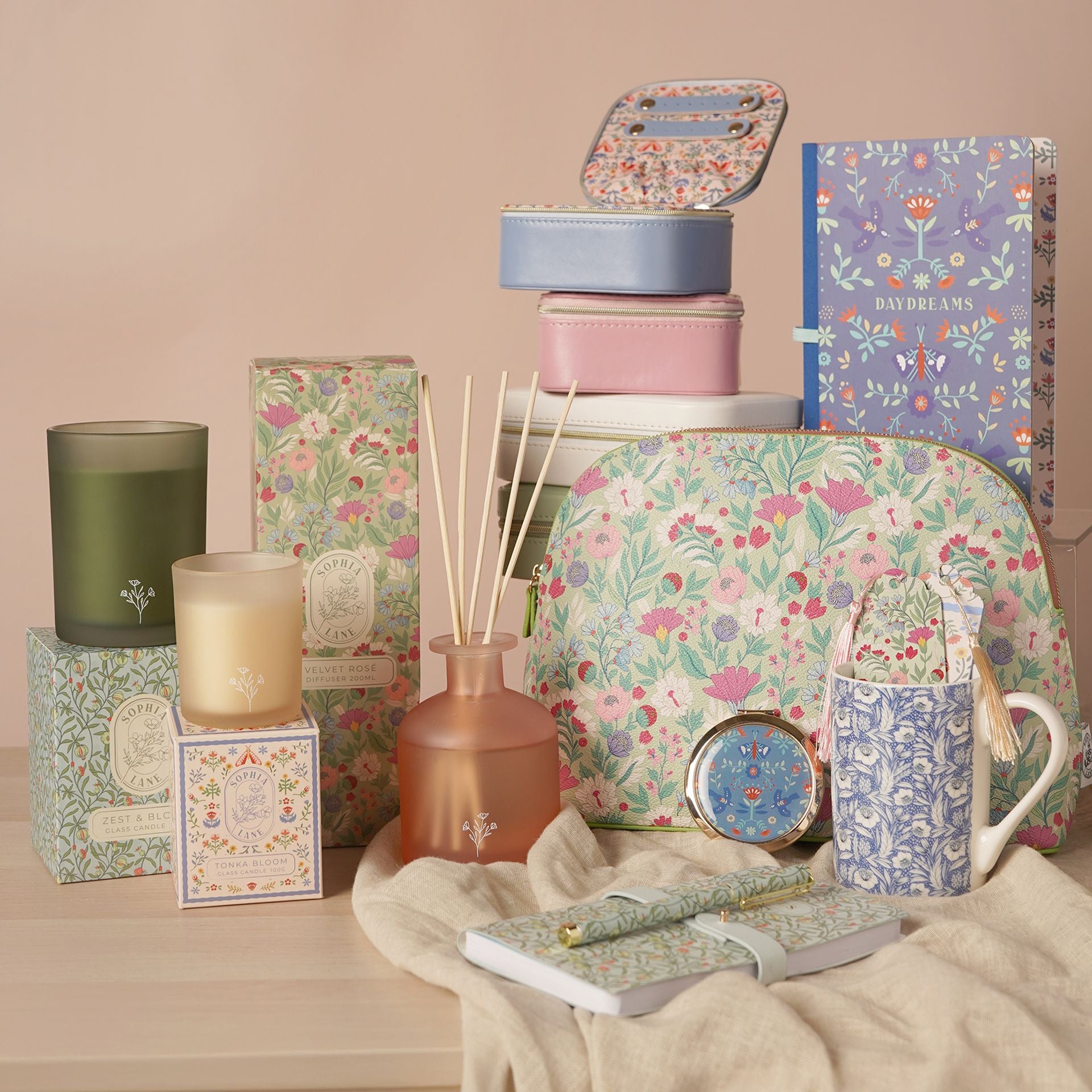 Sophia Lane Floral Pen Pot Pen & Notebook Gift Set