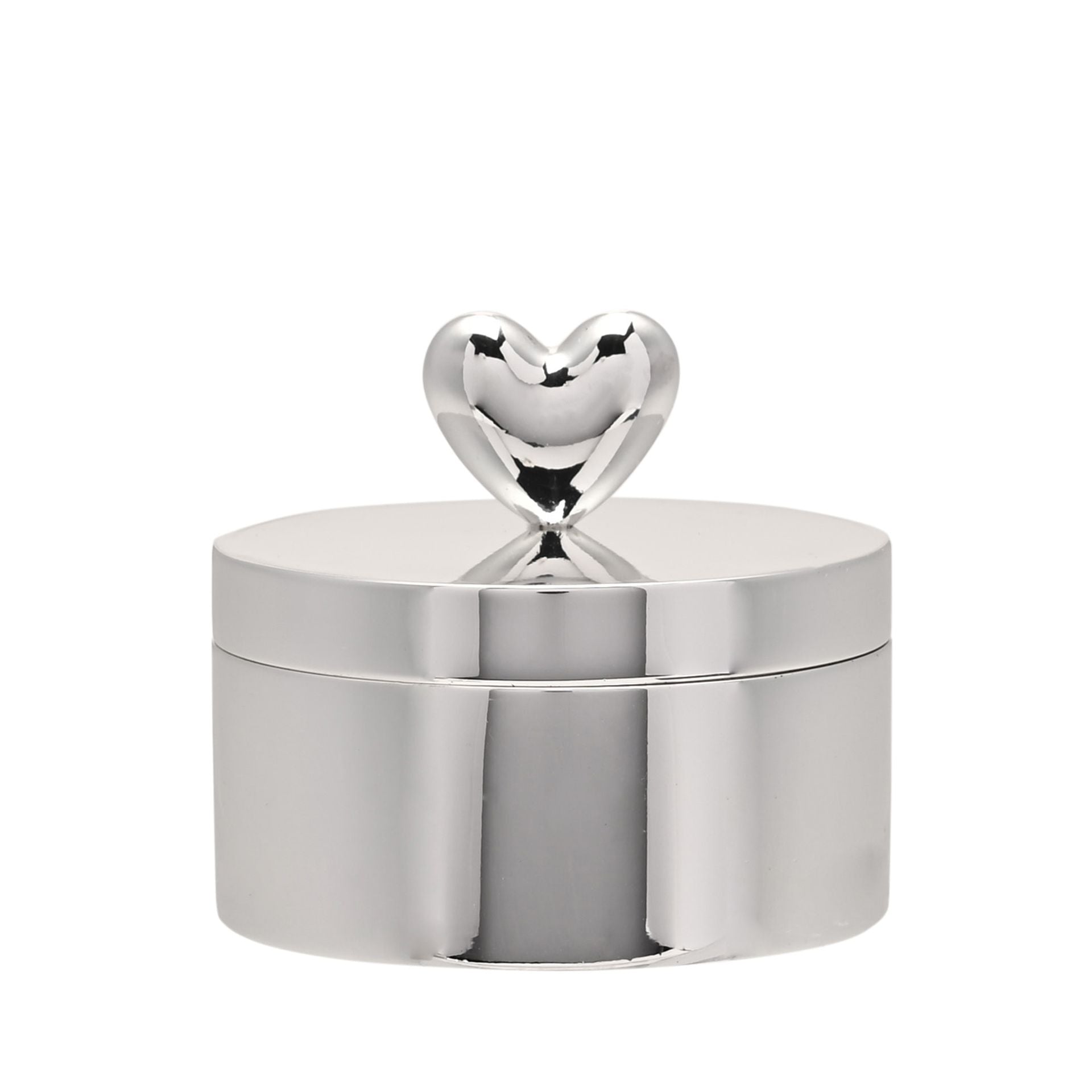 Sophia Silverplated Heart Round Trinket Box
