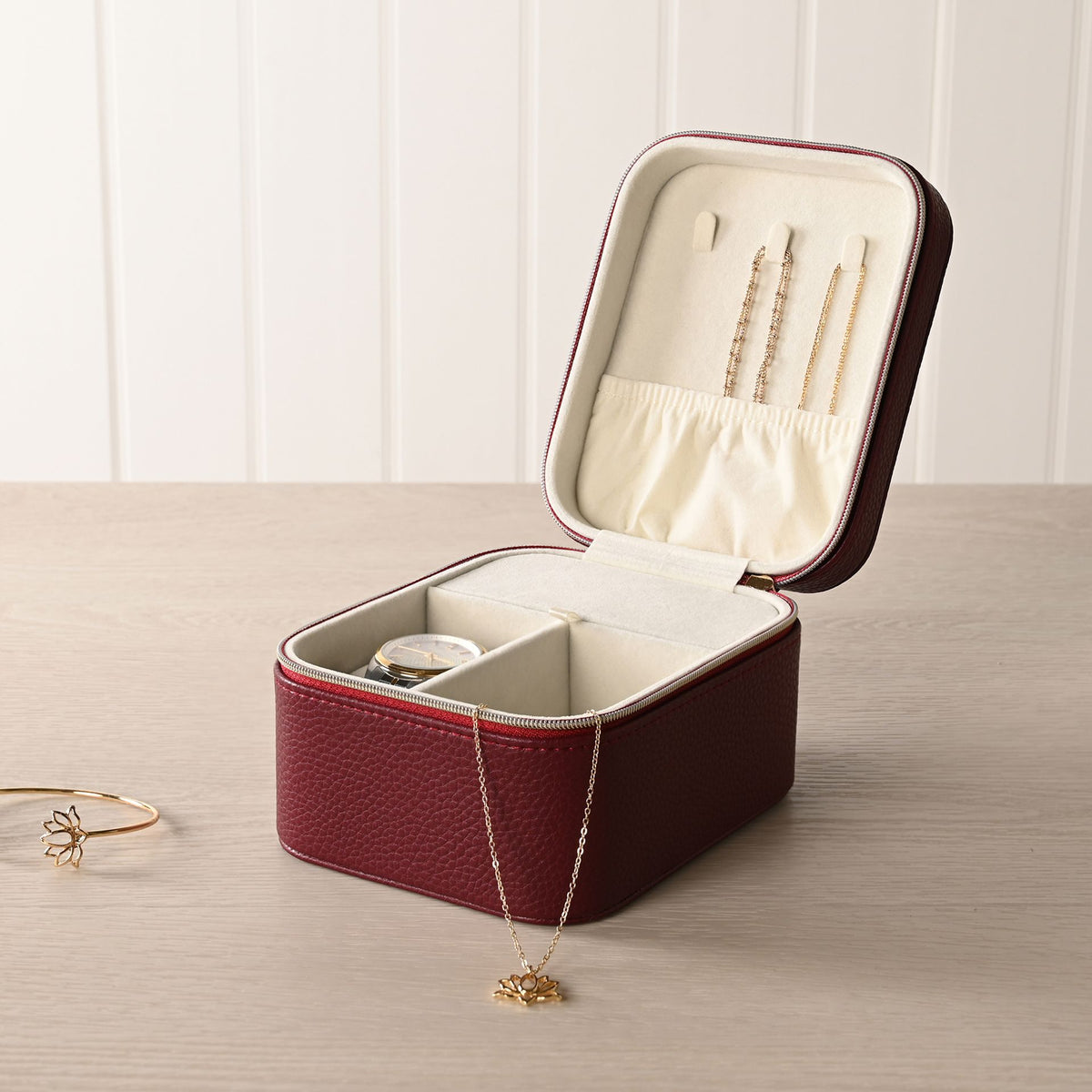 Sophia Jewellery/Watch Box - Burgundy