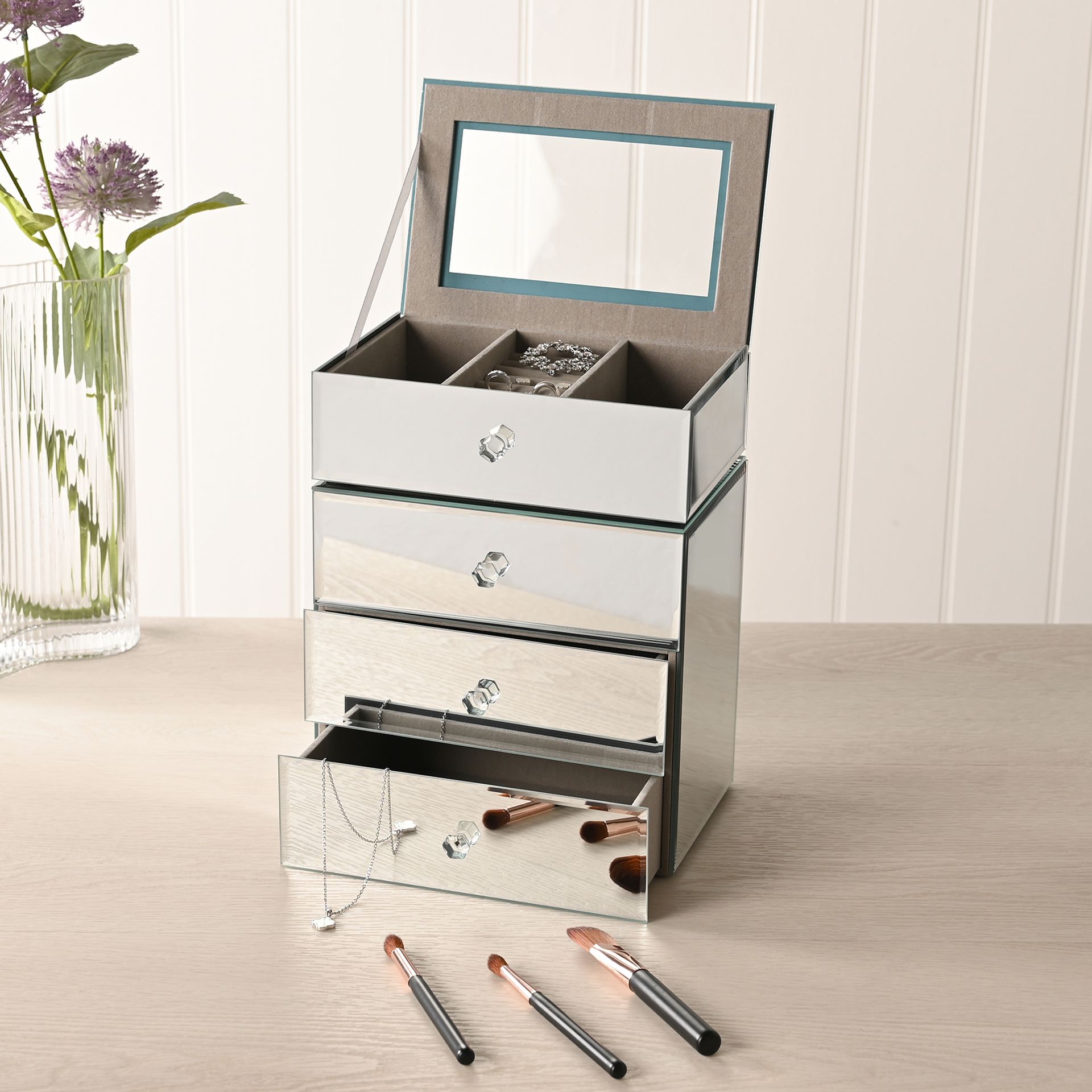 Sophia Single Mirror Glass Jewellery Box