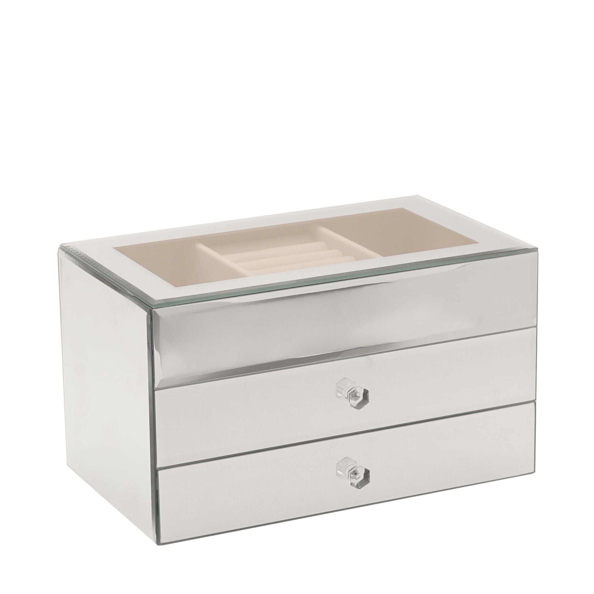 Sophia 2 Drawer Mirror Glass Jewellery Box