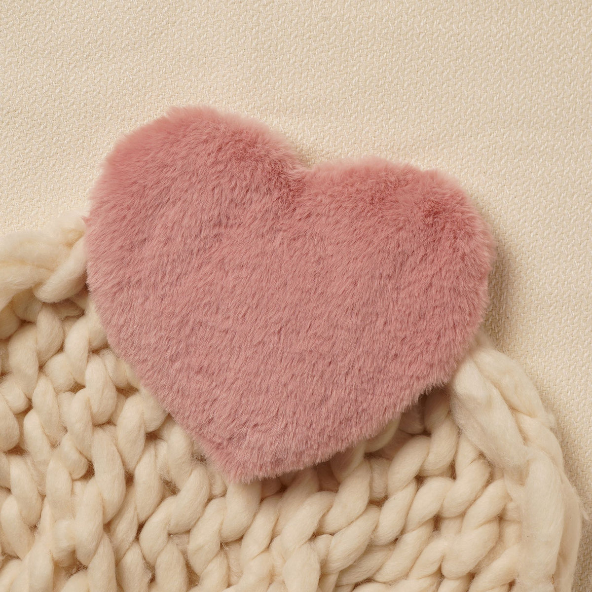 Sophia Layers Soft Faux Fur Heart Shaped Lavender Wheat Bag - Pink