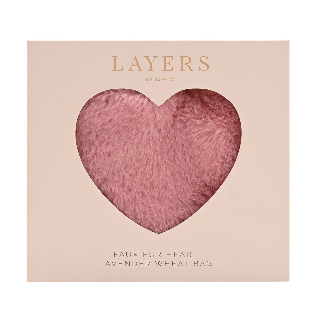 Sophia Layers Soft Faux Fur Heart Shaped Lavender Wheat Bag - Pink