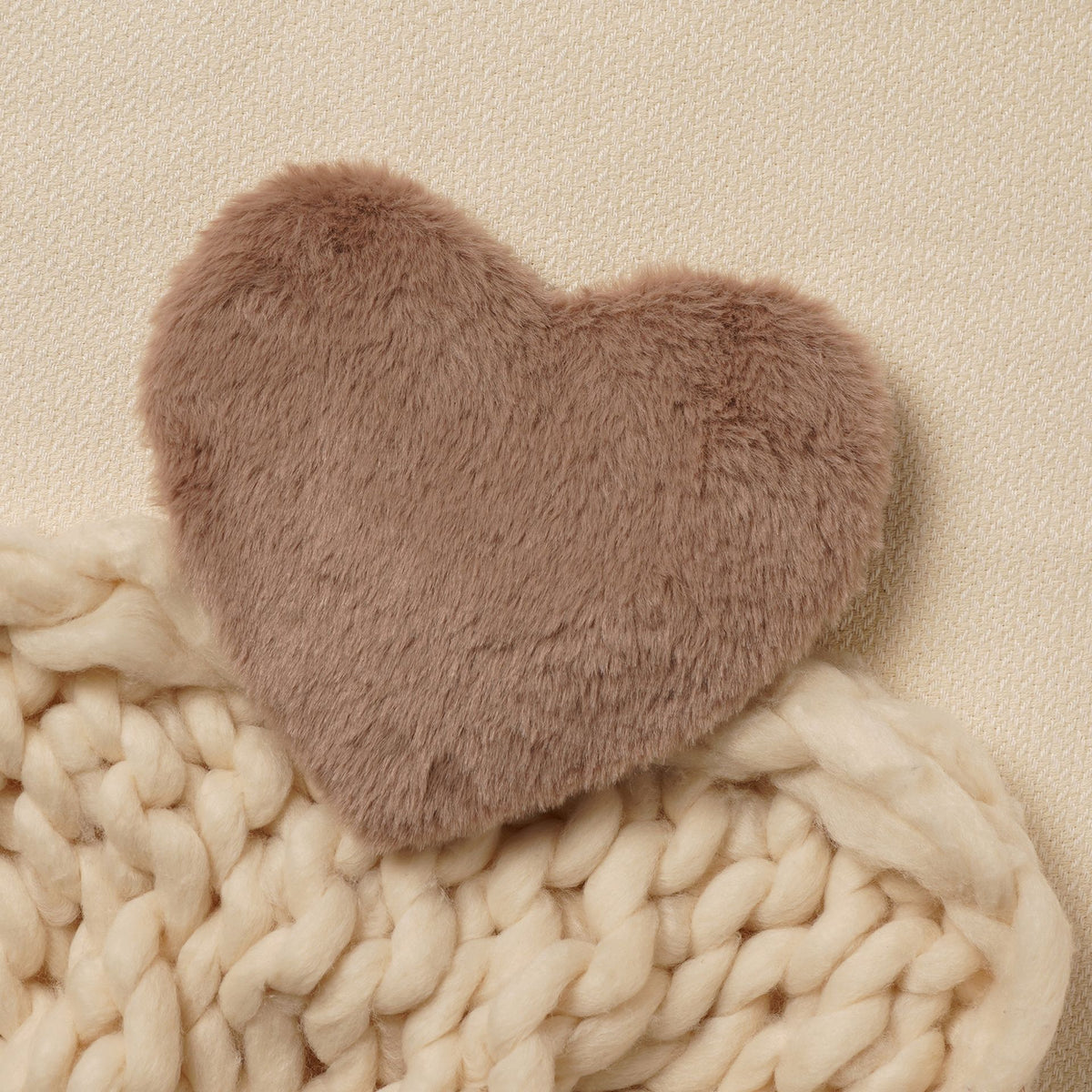 Sophia Layers Soft Faux Fur Heart Shaped Lavender Wheat Bag - Taupe