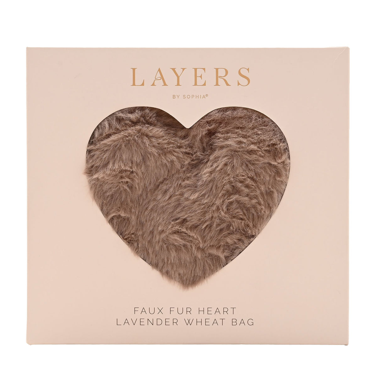 Sophia Layers Soft Faux Fur Heart Shaped Lavender Wheat Bag - Taupe