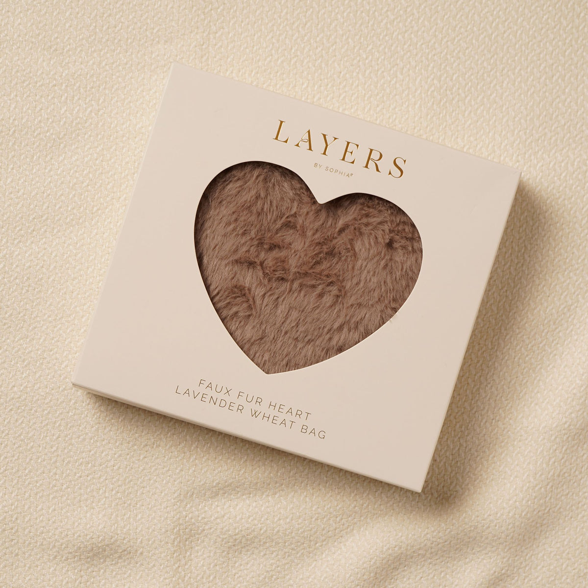 Sophia Layers Soft Faux Fur Heart Shaped Lavender Wheat Bag - Taupe