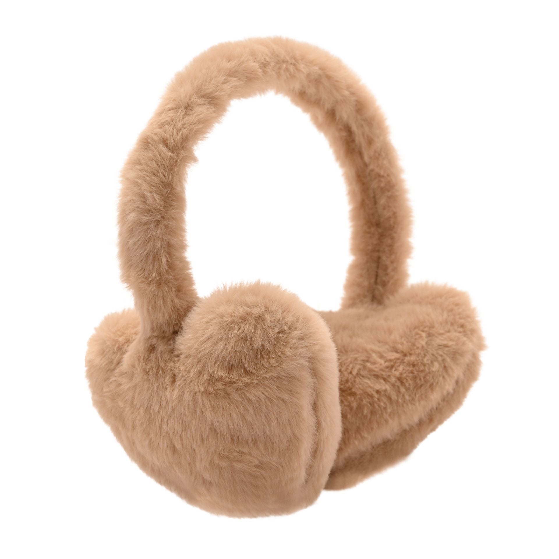 Sophia Layers Faux Fur Heart Shaped Ear Muffs - Camel