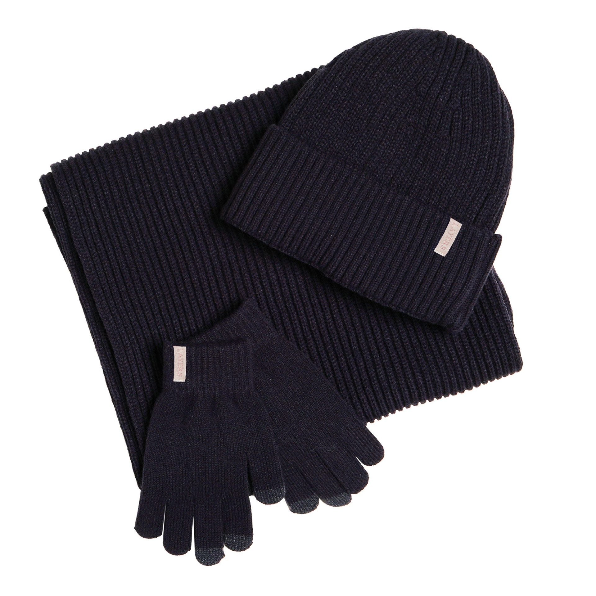 Sophia Layers Cosy Knit Hat Glove & Scarf Gift Set - Navy