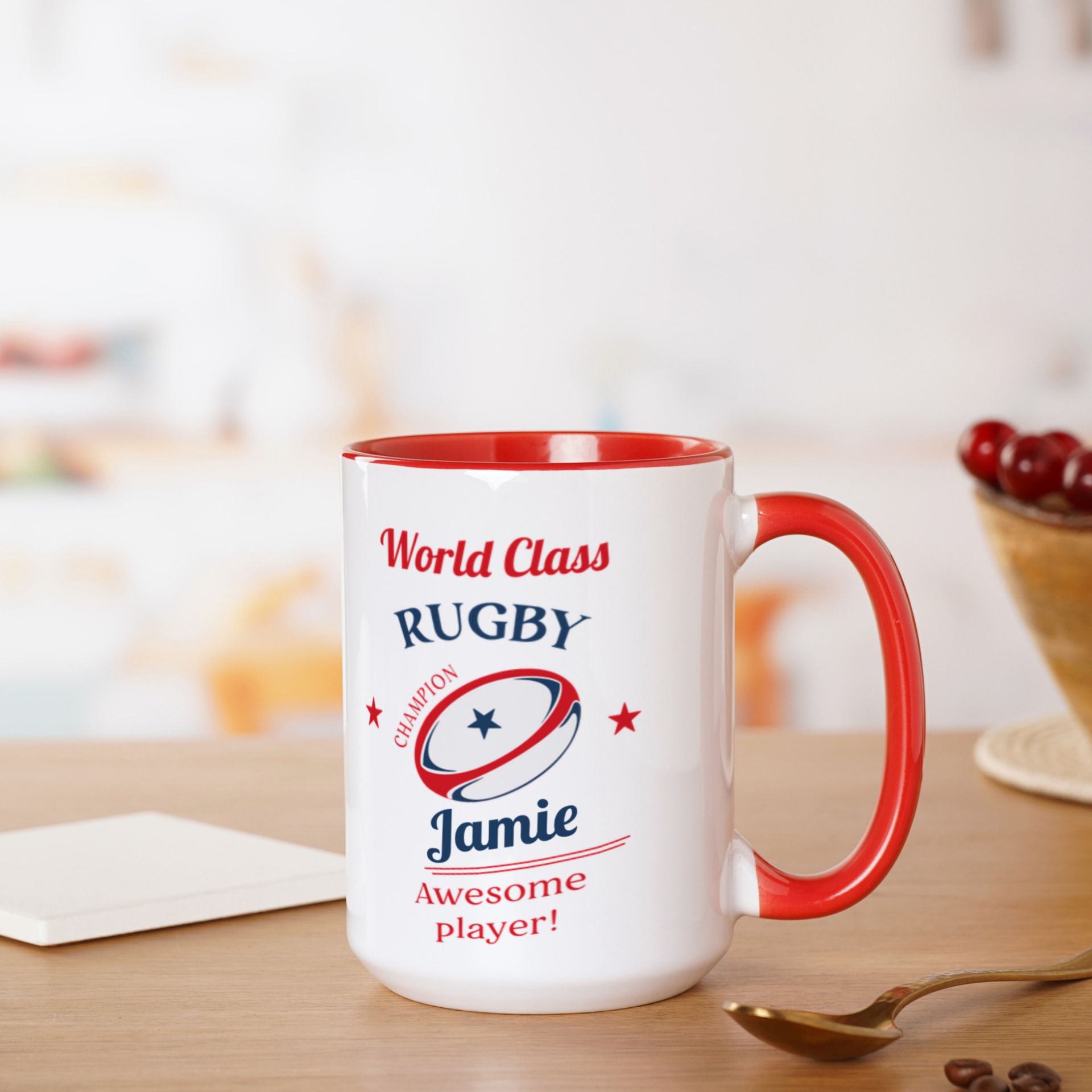 Personalised World Class Rugby Player Mug