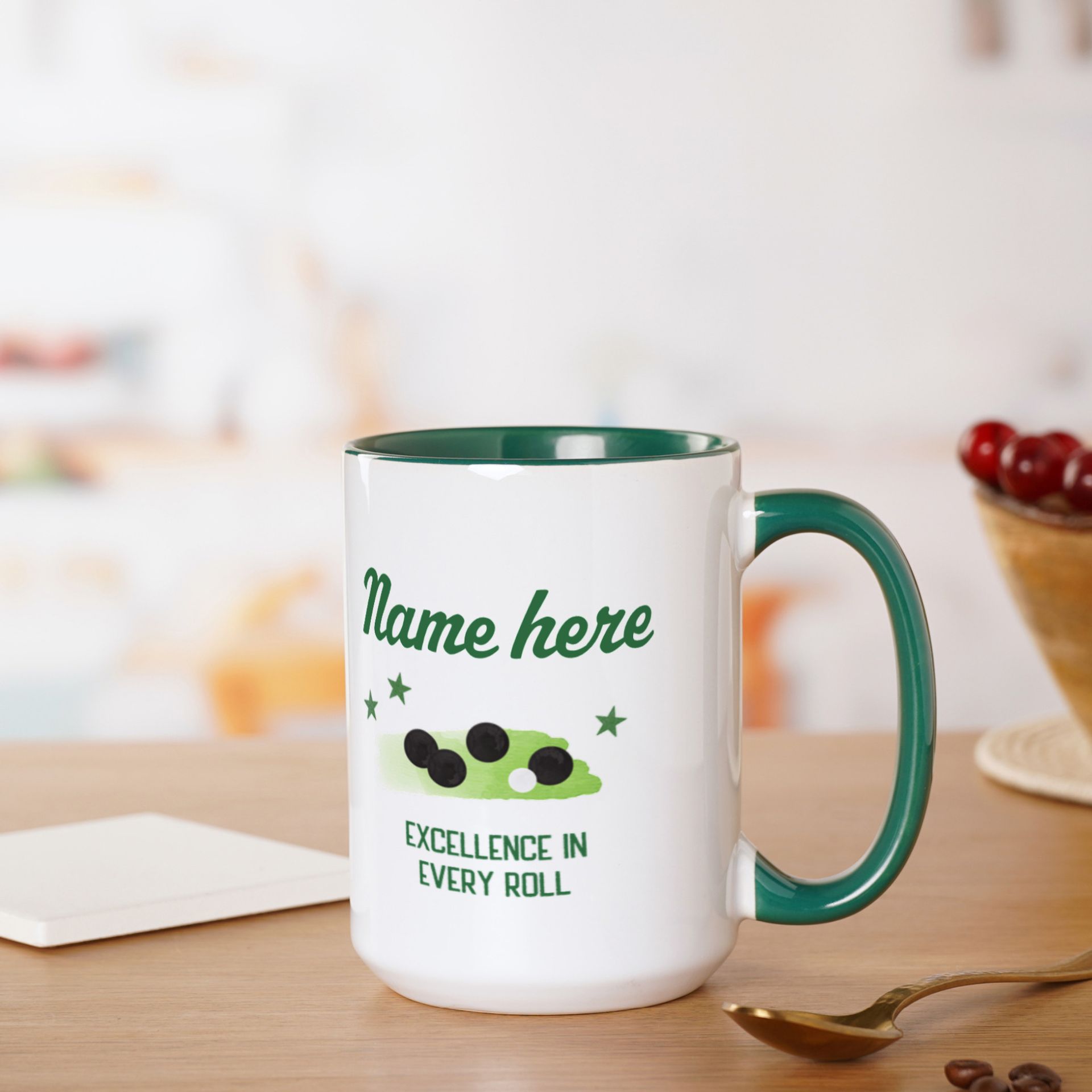 Personalised Excellence In Every Roll Bowls Mug