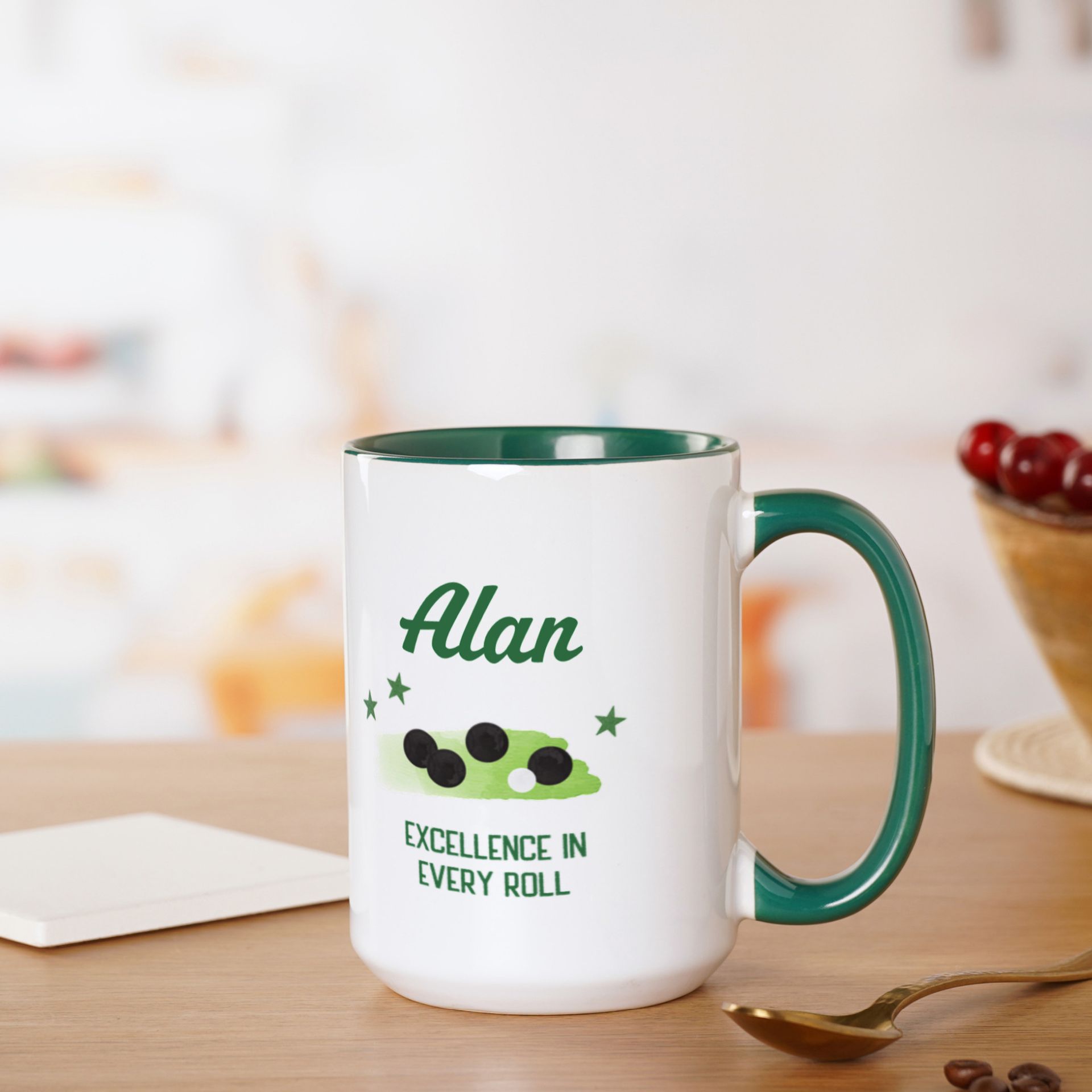 Personalised Excellence In Every Roll Bowls Mug