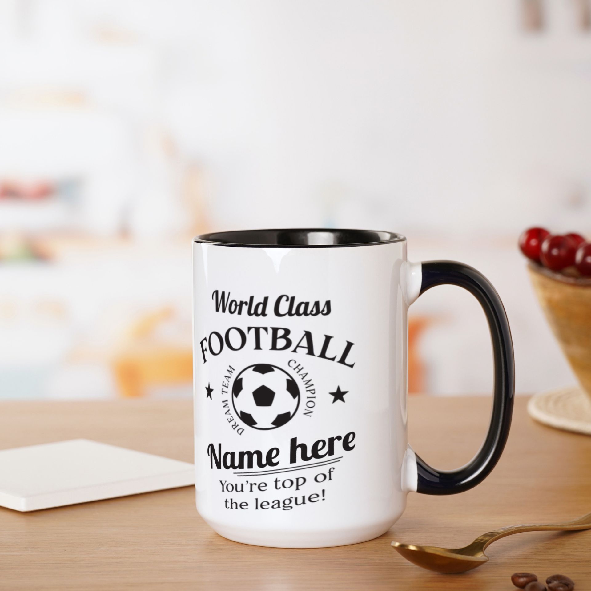 Personalised World Class Footballer Mug in Black