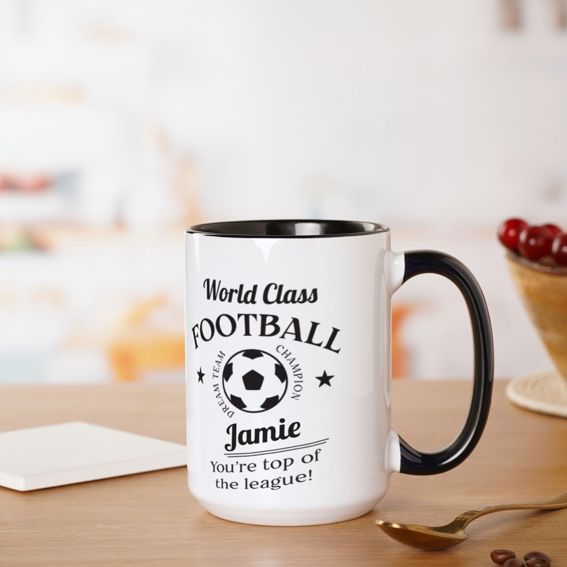Personalised World Class Footballer Mug in Black