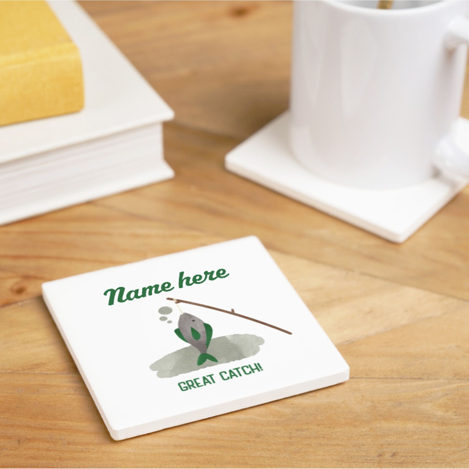 Personalised Great Catch Fishing Coaster