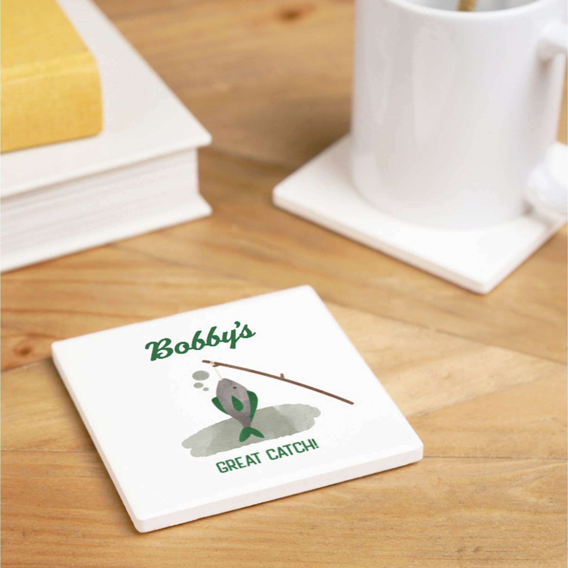 Personalised Great Catch Fishing Coaster