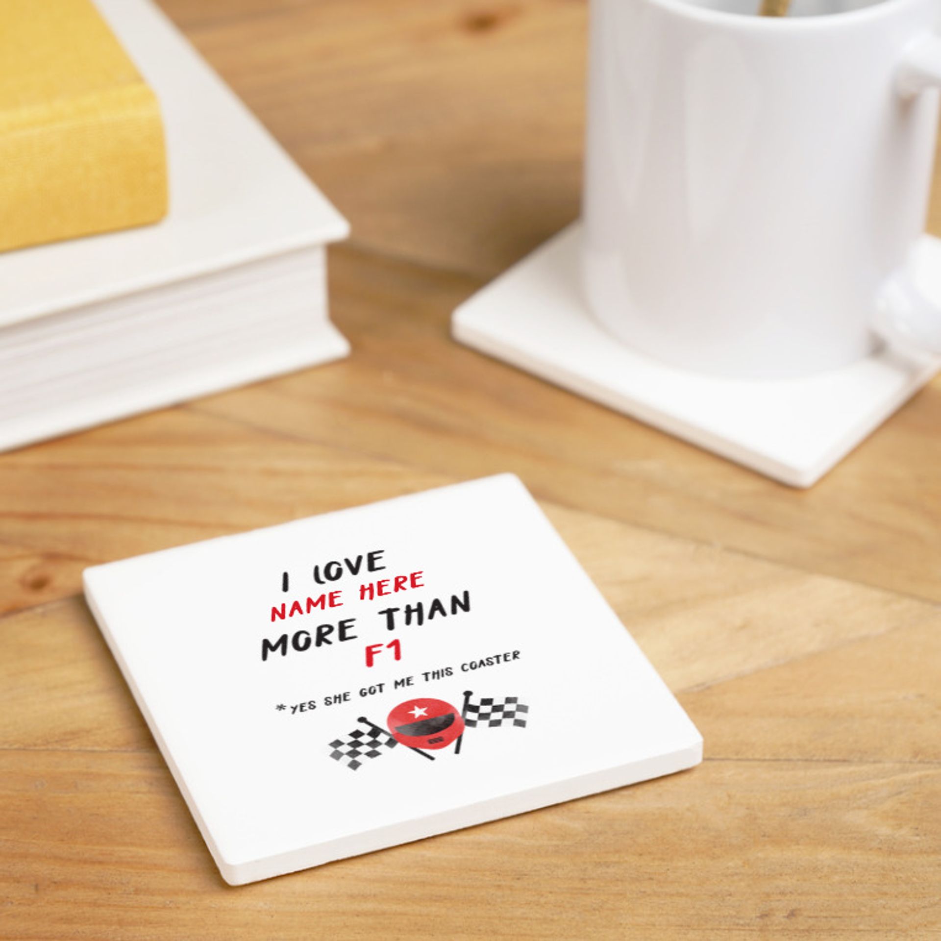 Personalised I Love F1 Coaster