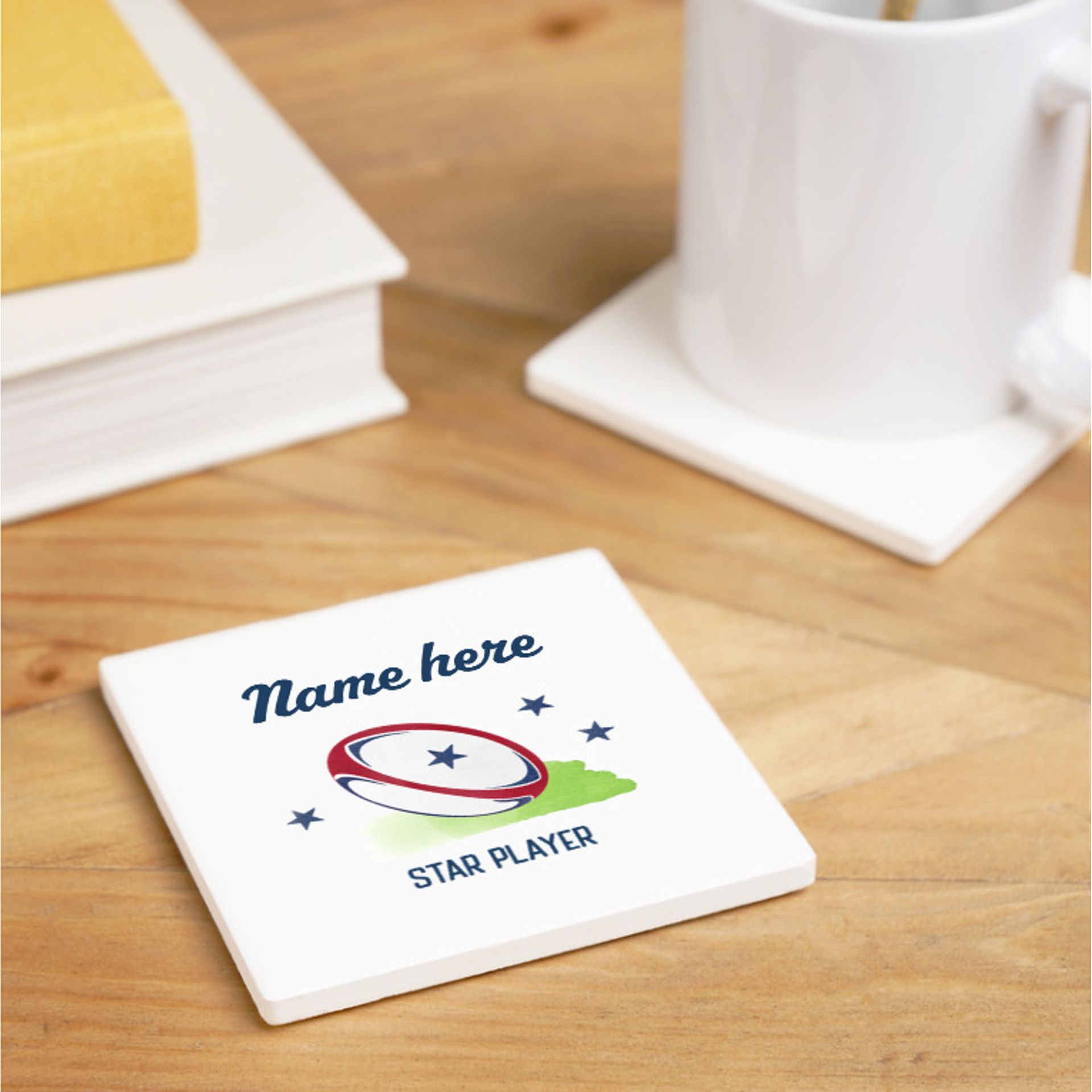 Personalised Star Player Rugby Coaster