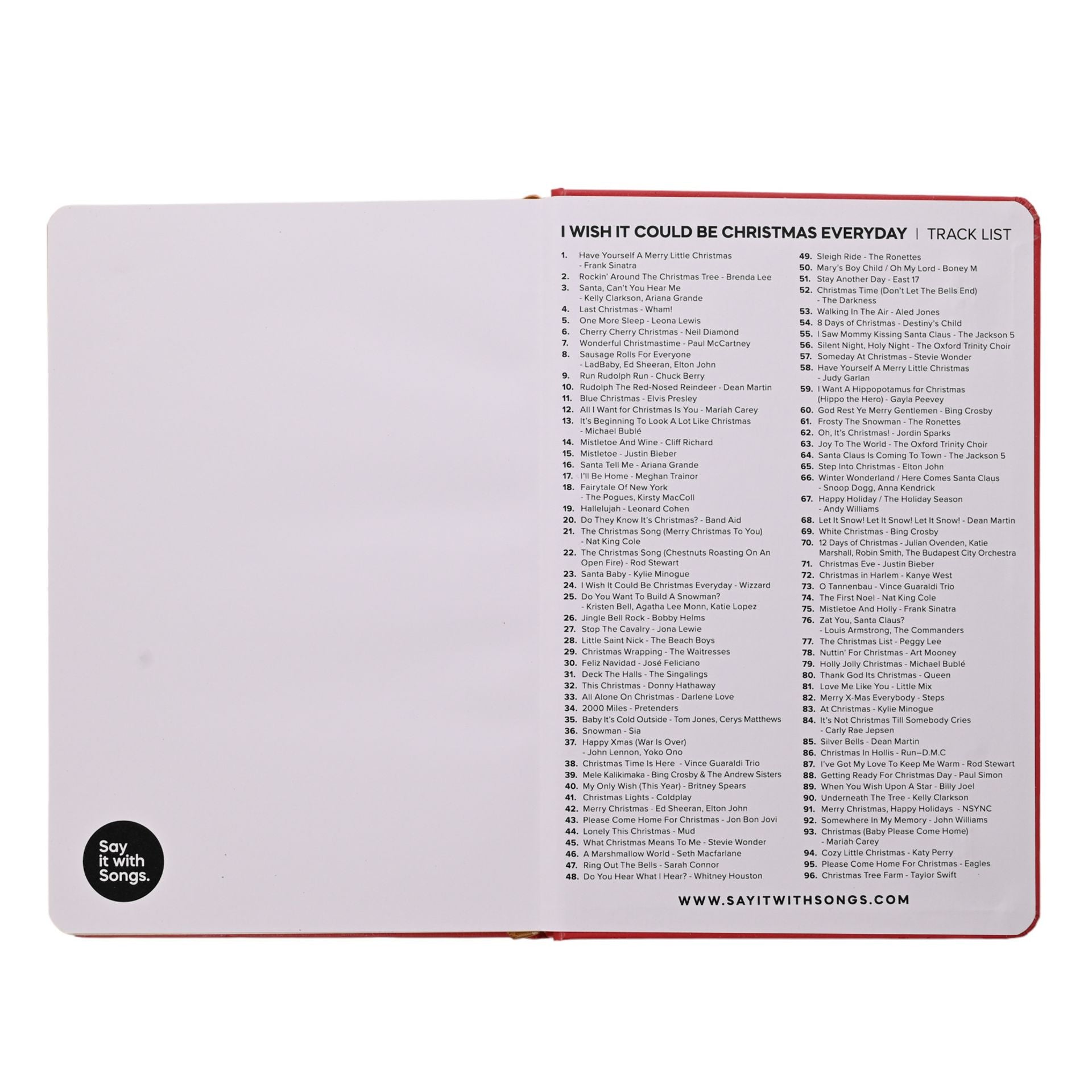 Say It With Songs A5 Hardback Notebook 96 Pages - I Wish it Could be Christmas